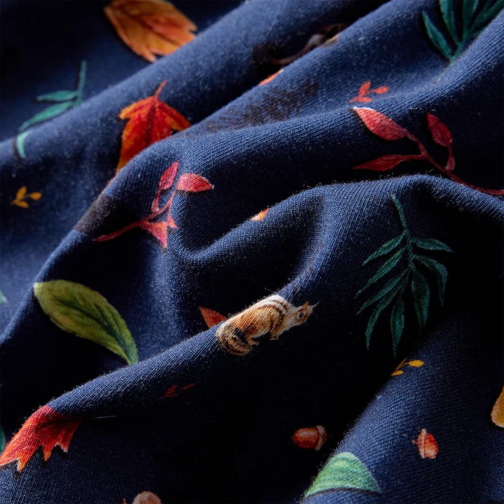 vidaXL Druckkleid Kinderkleid mit Langen Ärmeln Marineblau 128