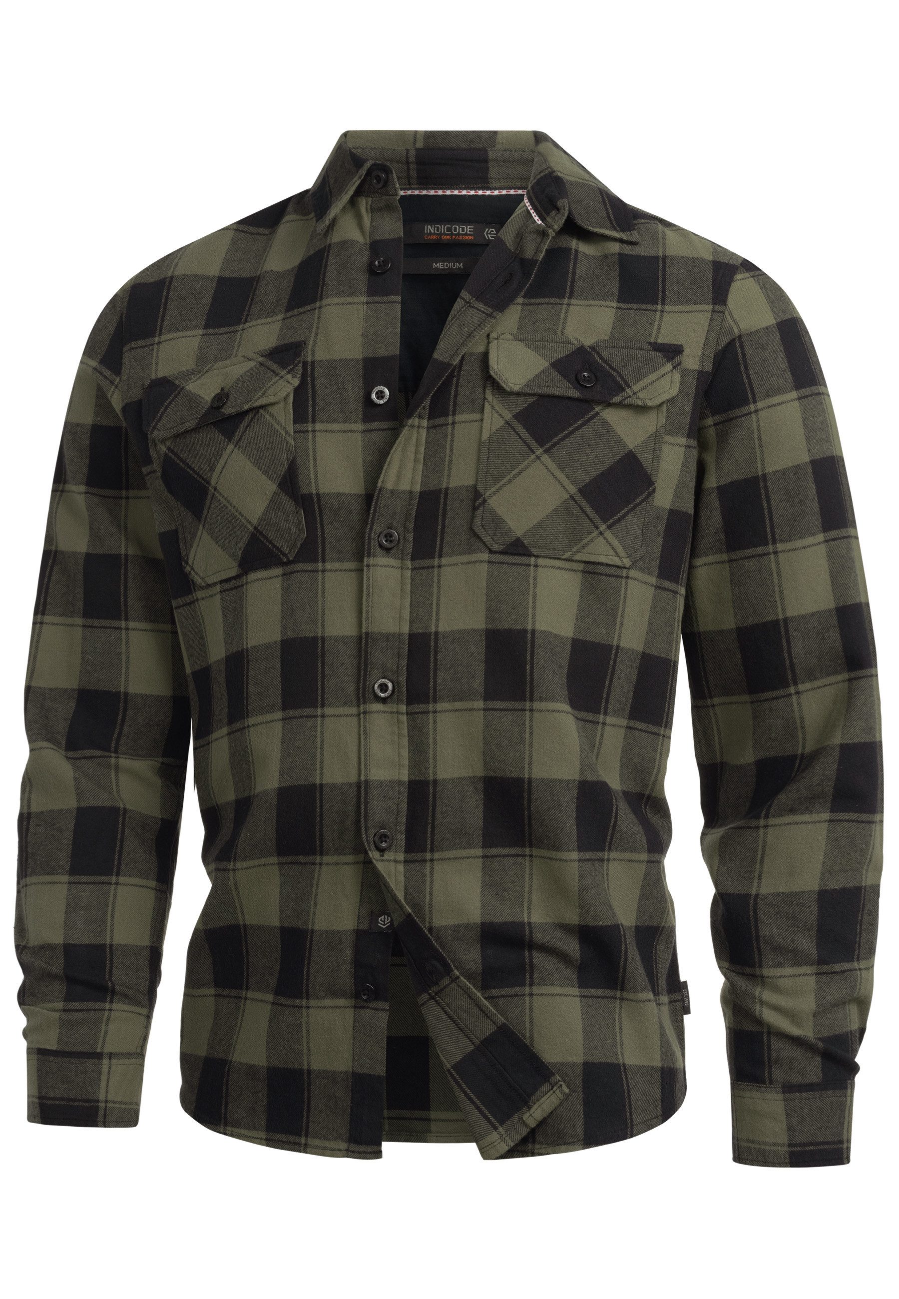 Indicode Langarmhemd Herren INBakula Langarmhemd im Karo-Design Lässiges La günstig online kaufen