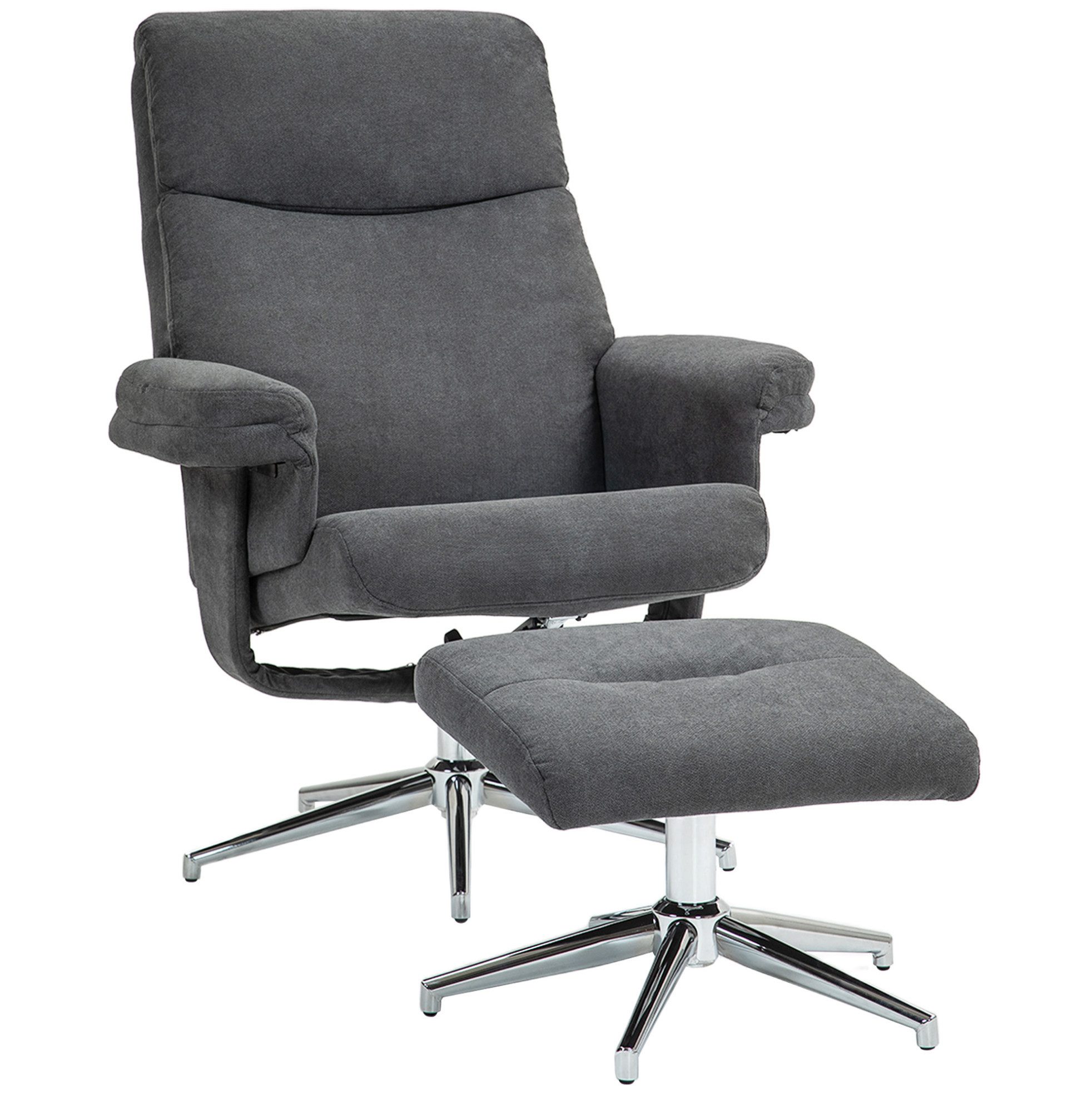 REDOM Relaxsessel Fernsehsessel Relaxsessel mit Hocker und Liegefunktion (2-St., Samtoptik, gepolsterter Liegesessel, bis 150 kg belastbar), Dunkelgrau Wohnzimmer Schlafzimmer Sessel