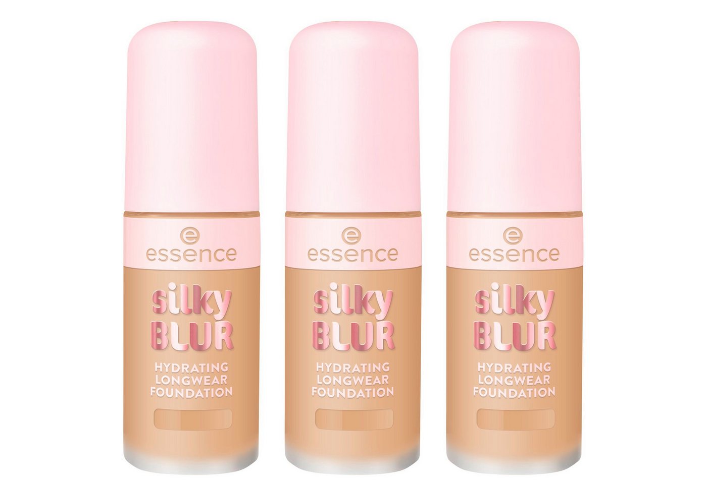 Essence Foundation SILKY BLUR HYDRATING LONGWEAR FOUNDATION, 3-tlg.
