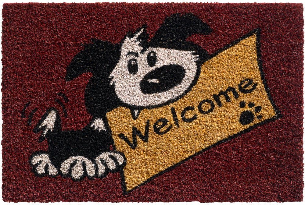 Fußmatte Kokosmatte Welcome Spruch Hund als aussen Sauberlaufmatte