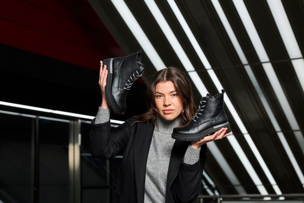 Rieker Schnürboots Schnürstiefelette, Profilsohle, mit praktischem günstig online kaufen