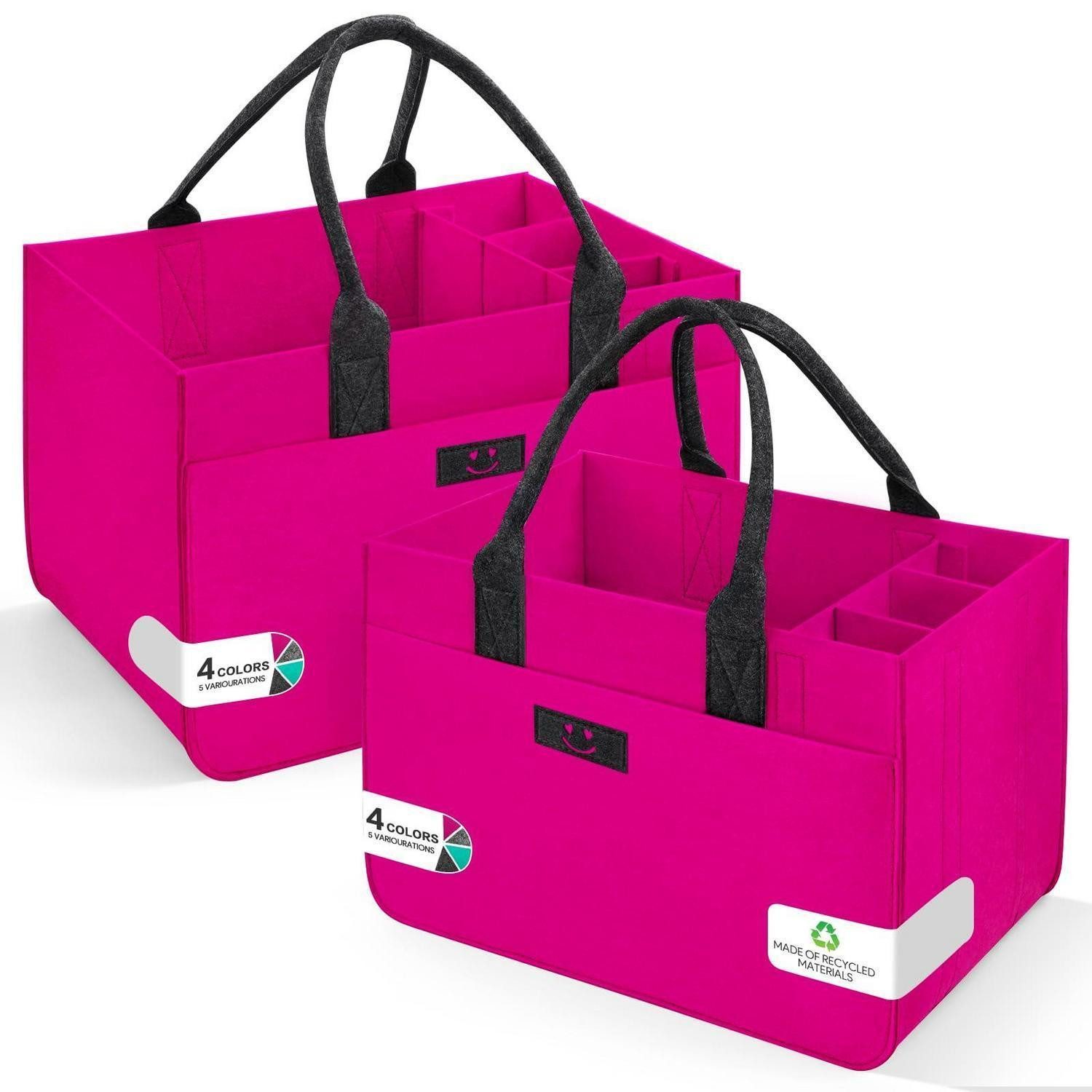 LuxusKollektion Kaminholzkorb Filz Einkaufskorb 30L 2 Stk Magenta/Dunkelgrau
