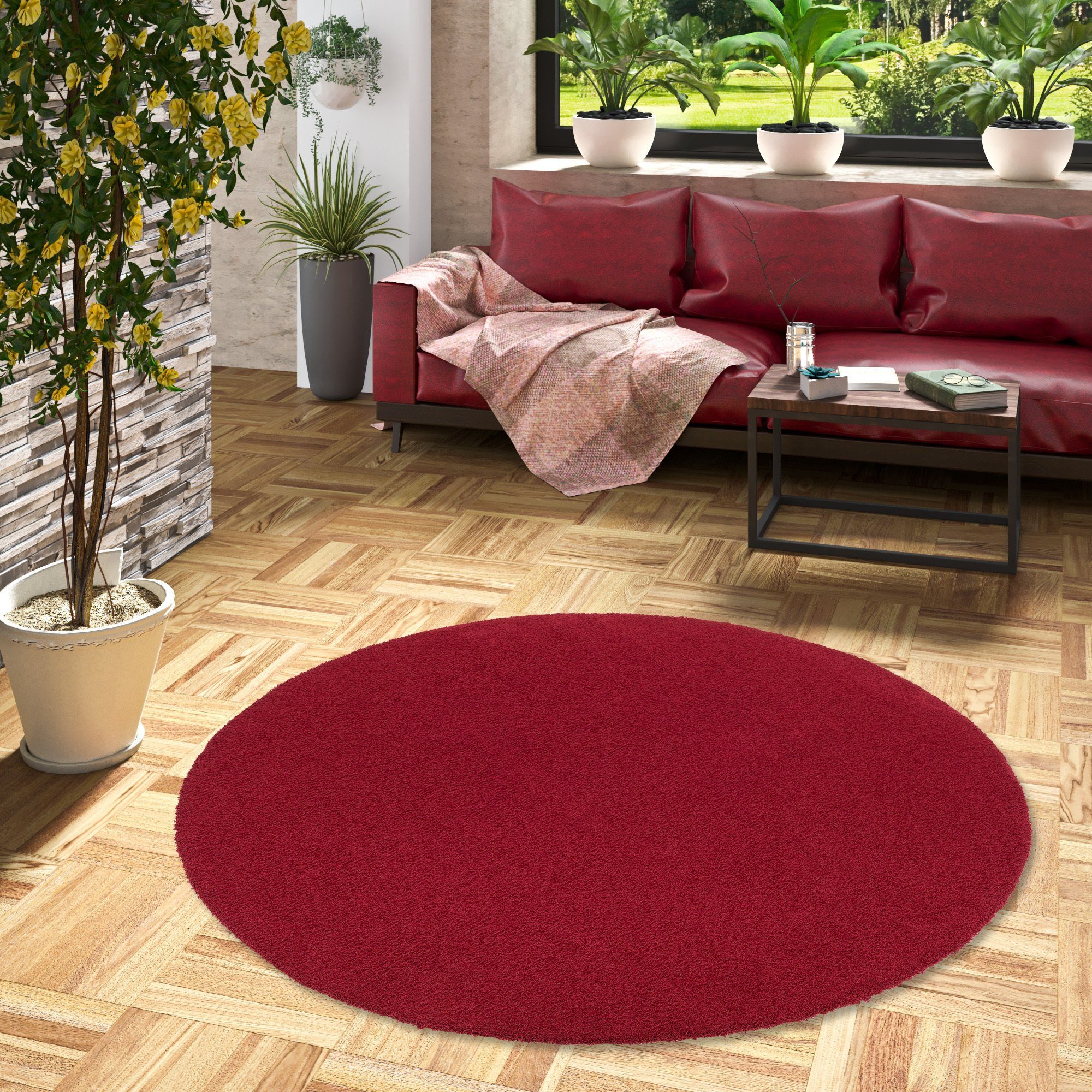Snapstyle Hochflor-Teppich Luxus Hochflor Shaggy Teppich Velvet Rund, Rund, Höhe: 38 mm