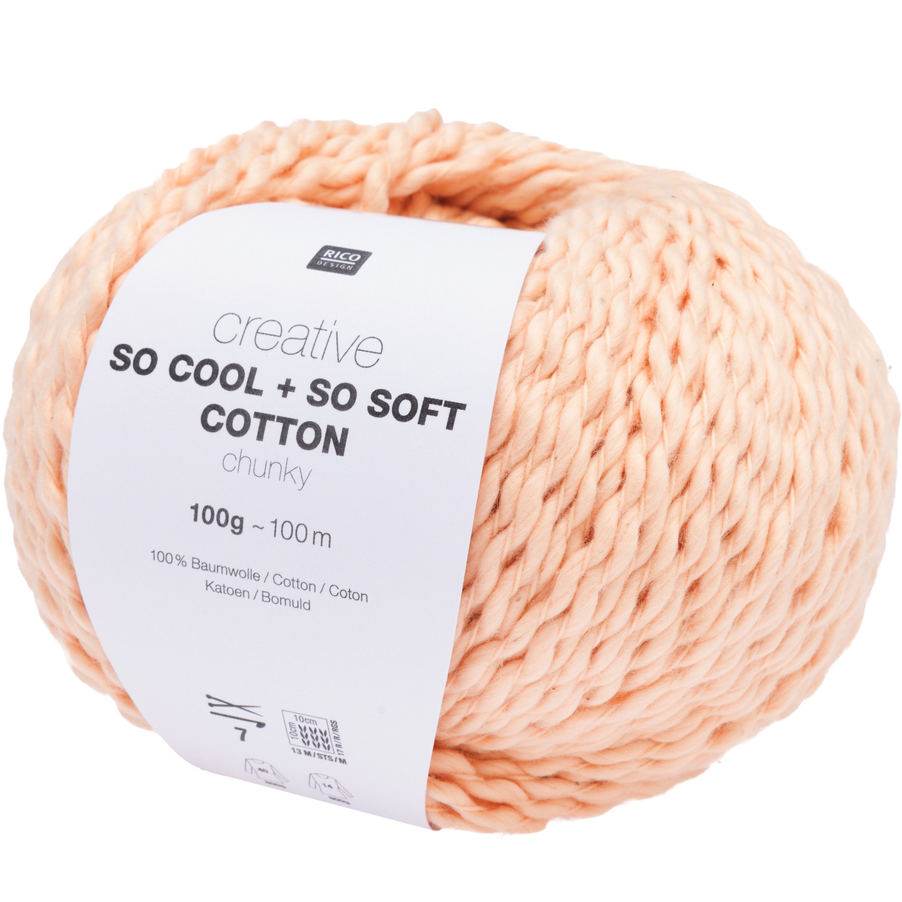 Rico Design Creative Cool + So Soft Cotton Chunky Häkelwolle, 100 m