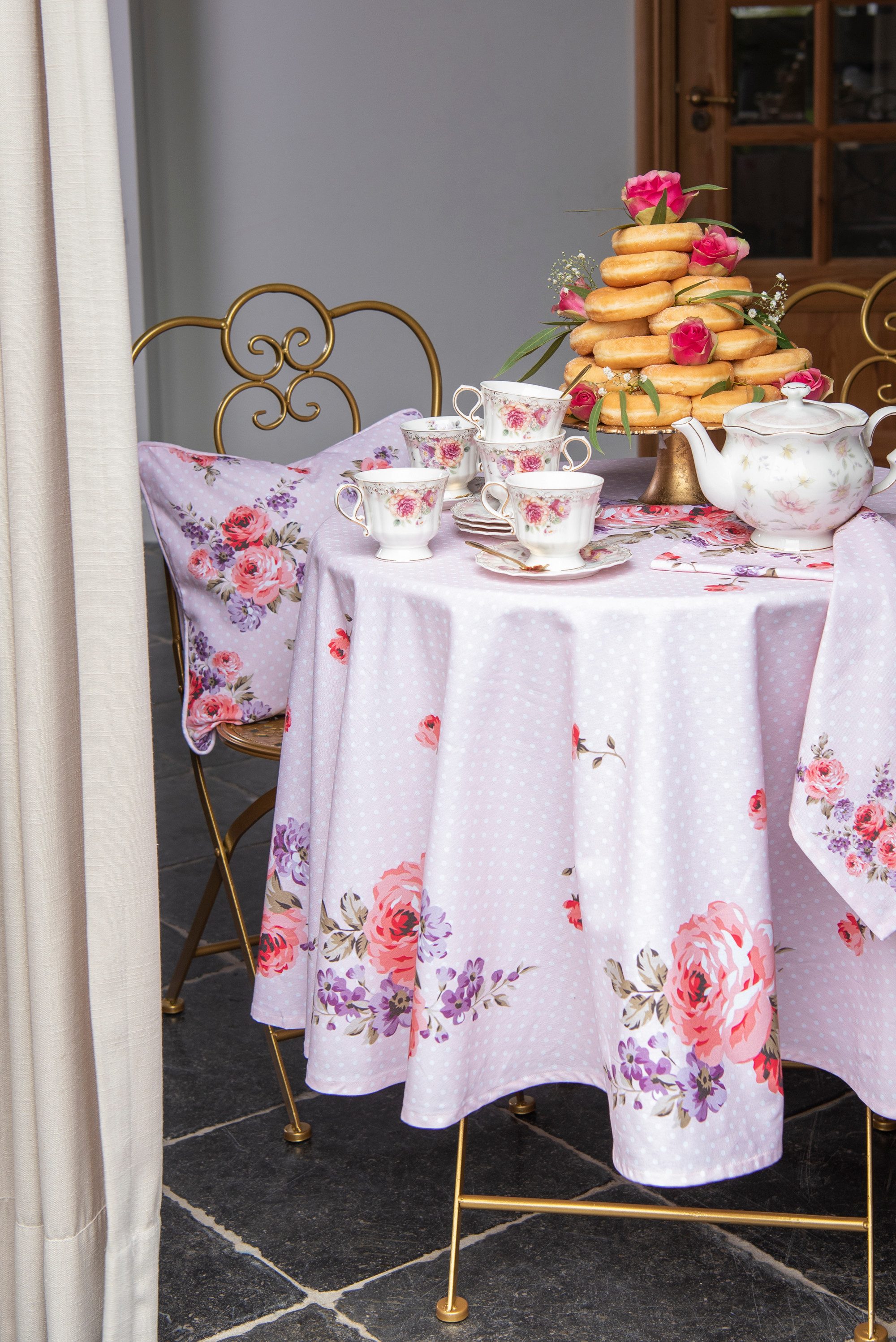 Clayre & Eef Platzset Dotty Rose, (Set, 2-St., 2-teilig), Tischsets Platzsets (2 Stück) Platzdeckchen ca.48x33cm Baumwolle