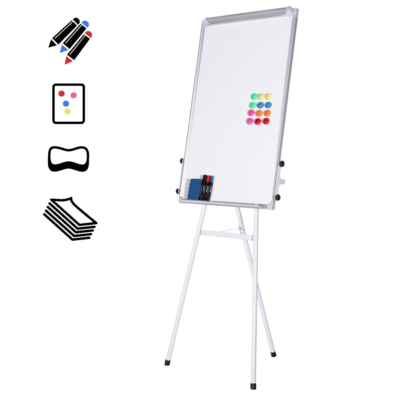 Jago Magnettafel Flipchart Coyote– 60x90cm, Staffelei, Stiftablage, zahlreichem Zubehör