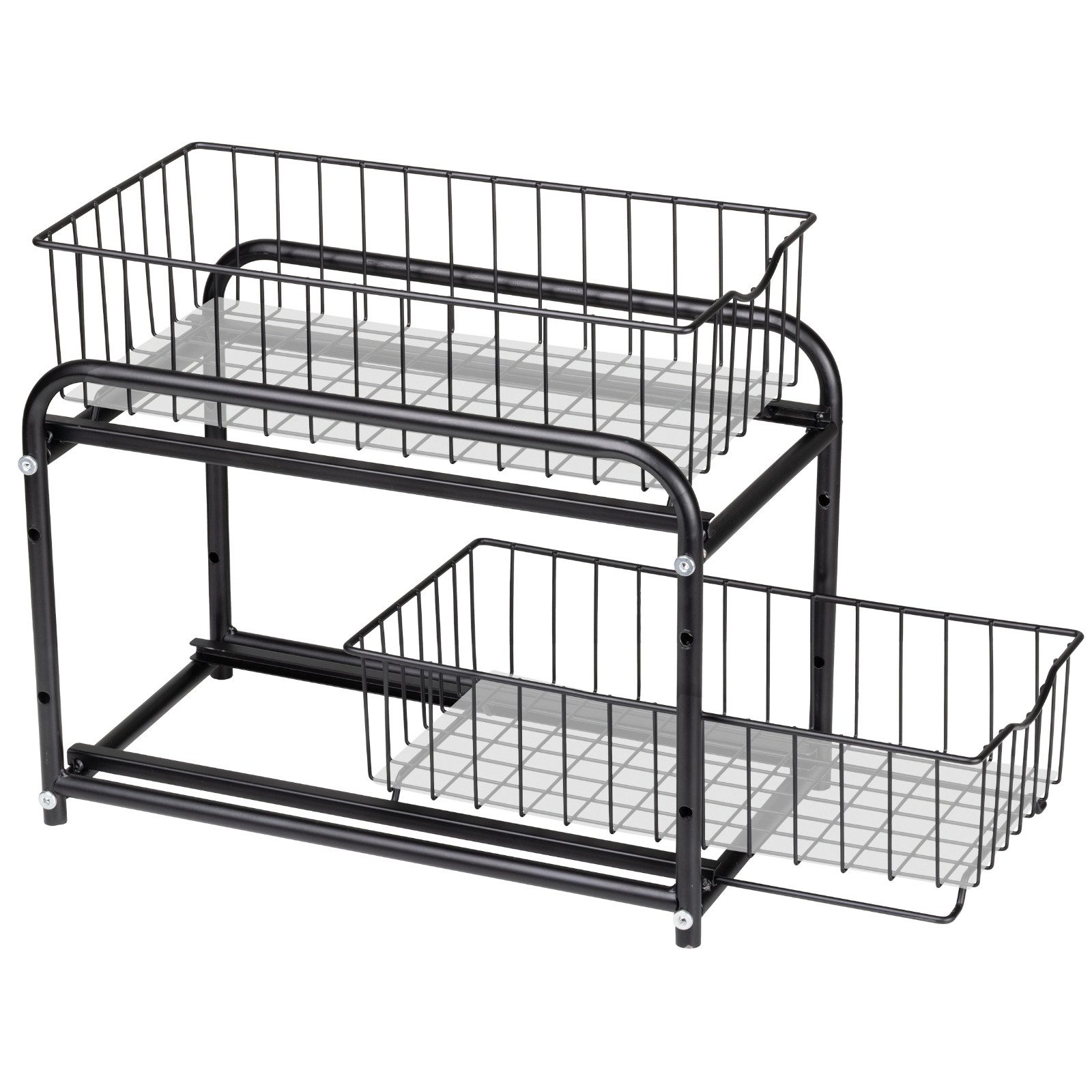 Haushalt International Schrankeinsatz Schrankauszug Organizer Gewürzregal 37x32x22cm Metall Schwarz (Stück, 1 St., Packung), ausziehbar, Platzsparend, einfache Montage, Drahtkörbe