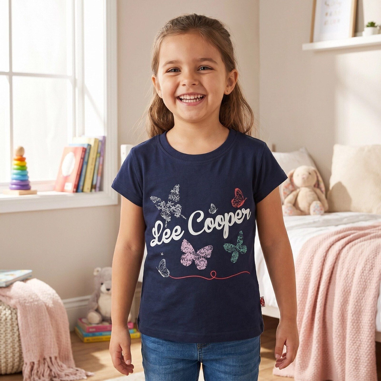 Lee Cooper Print-Shirt Lee Cooper Kinder Mädchen T-Shirt Kurzarm Shirt Gr. 104 100% Baumwoll