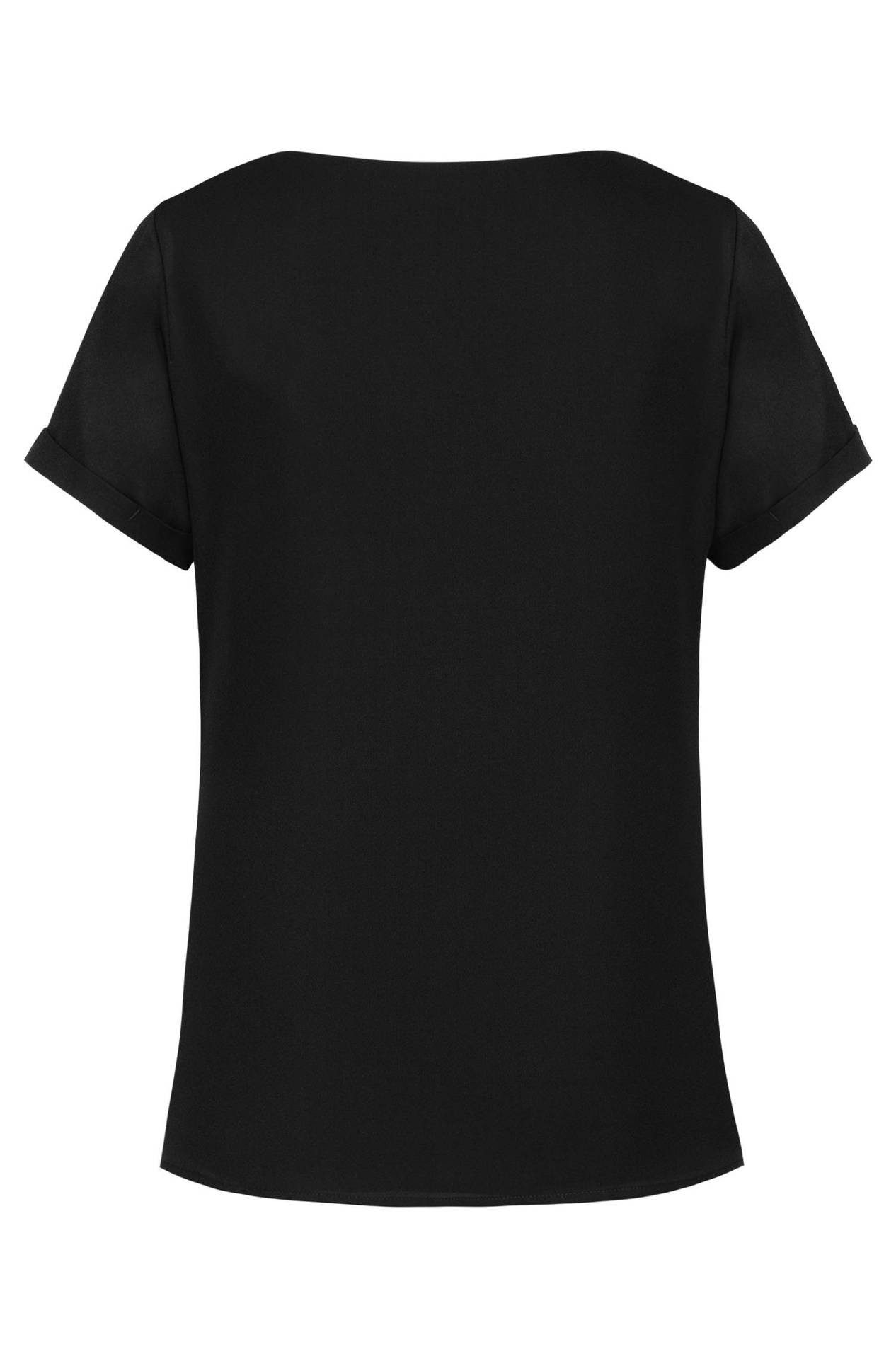 GREIFF Kurzarmbluse Greiff CHIFFON Damen Bluse Kurzarm Rundhals Regular Schwarz