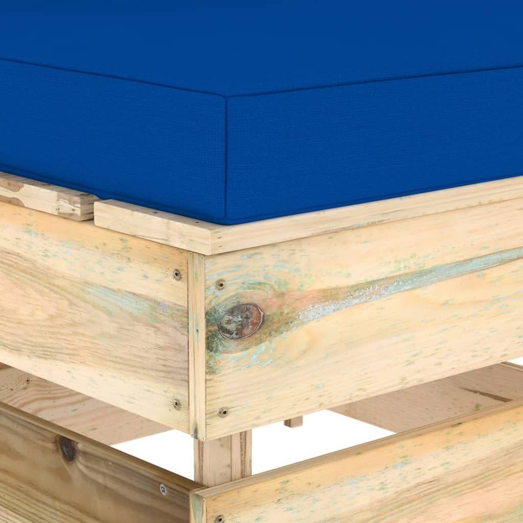 vidaXL Loungesofa Modulares Mittelsofa mit Grün Kissen und Holz, Blau 1 Teile Braun Imprägniertes