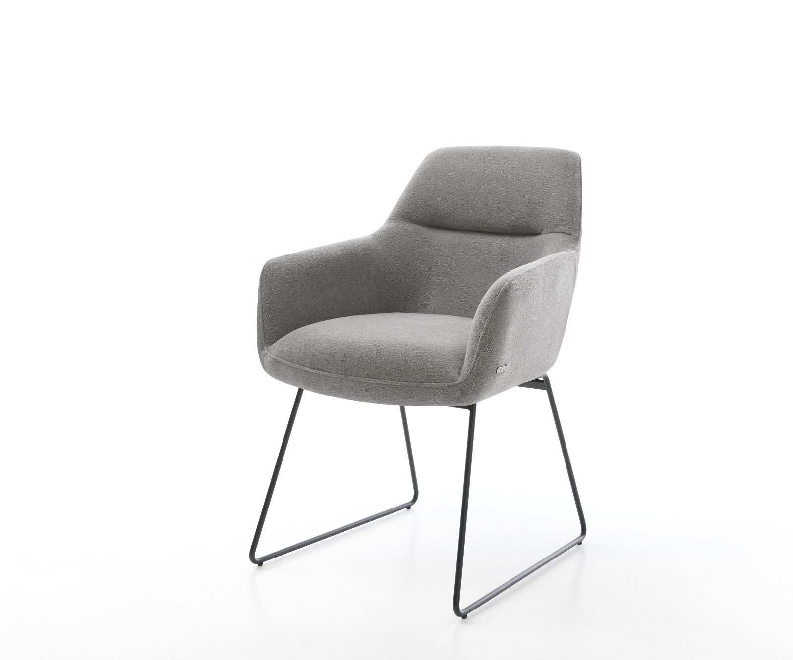 DELIFE Polsterstuhl Pejo-Flex, Kufengestell Schwarz Strukturstoff Soft Grau Taschenfederkern
