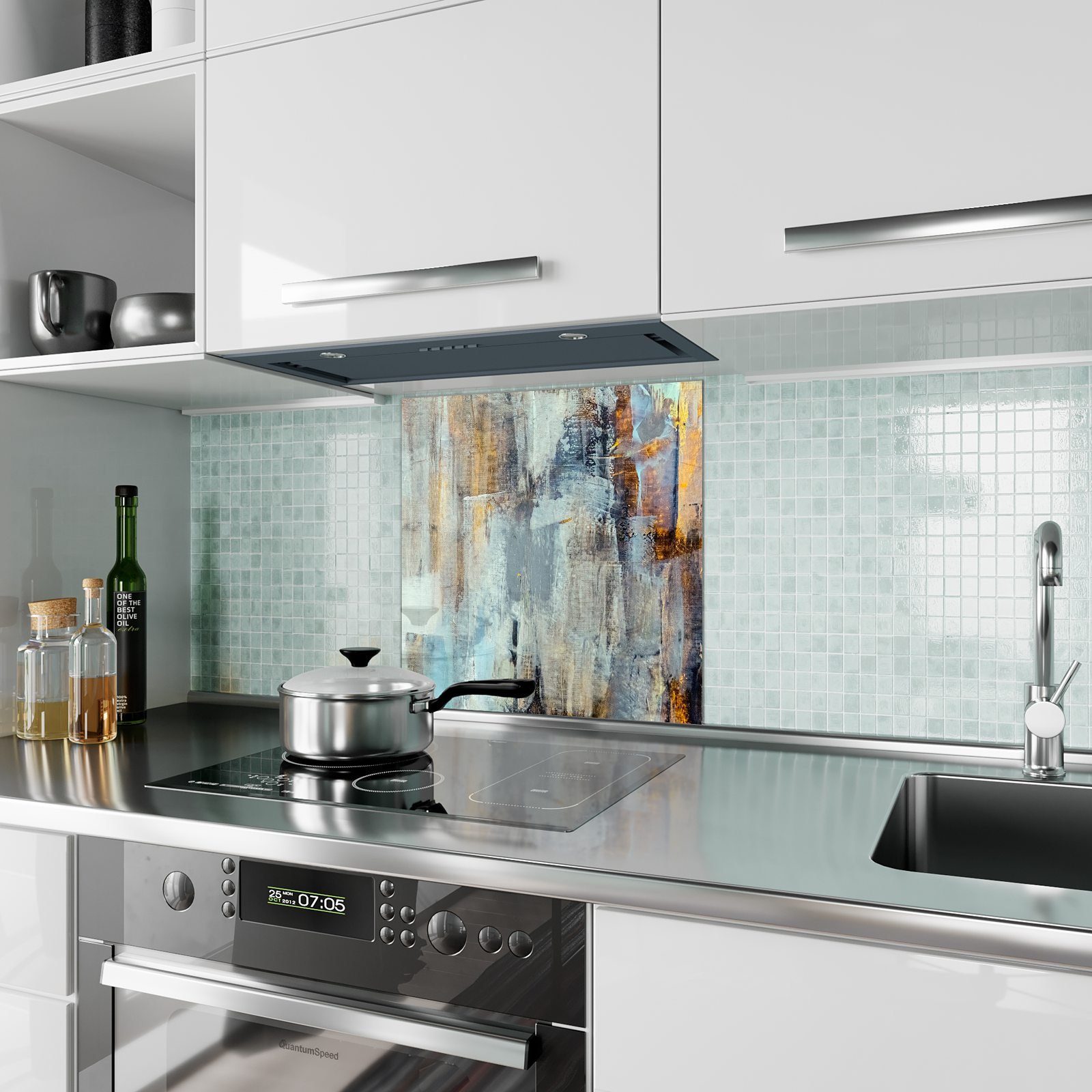 Küchenrückwand mit Spritzschutz Kunst Abstrakte Primedeco Küchenrückwand Motiv Glas