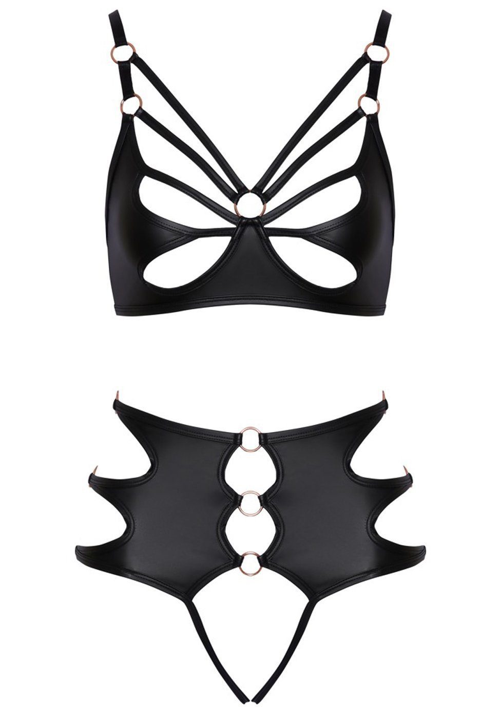 Cottelli Collection Set: Bügel-BH Wetlook BH und Ouvert-Slip - schwarz (2-t günstig online kaufen