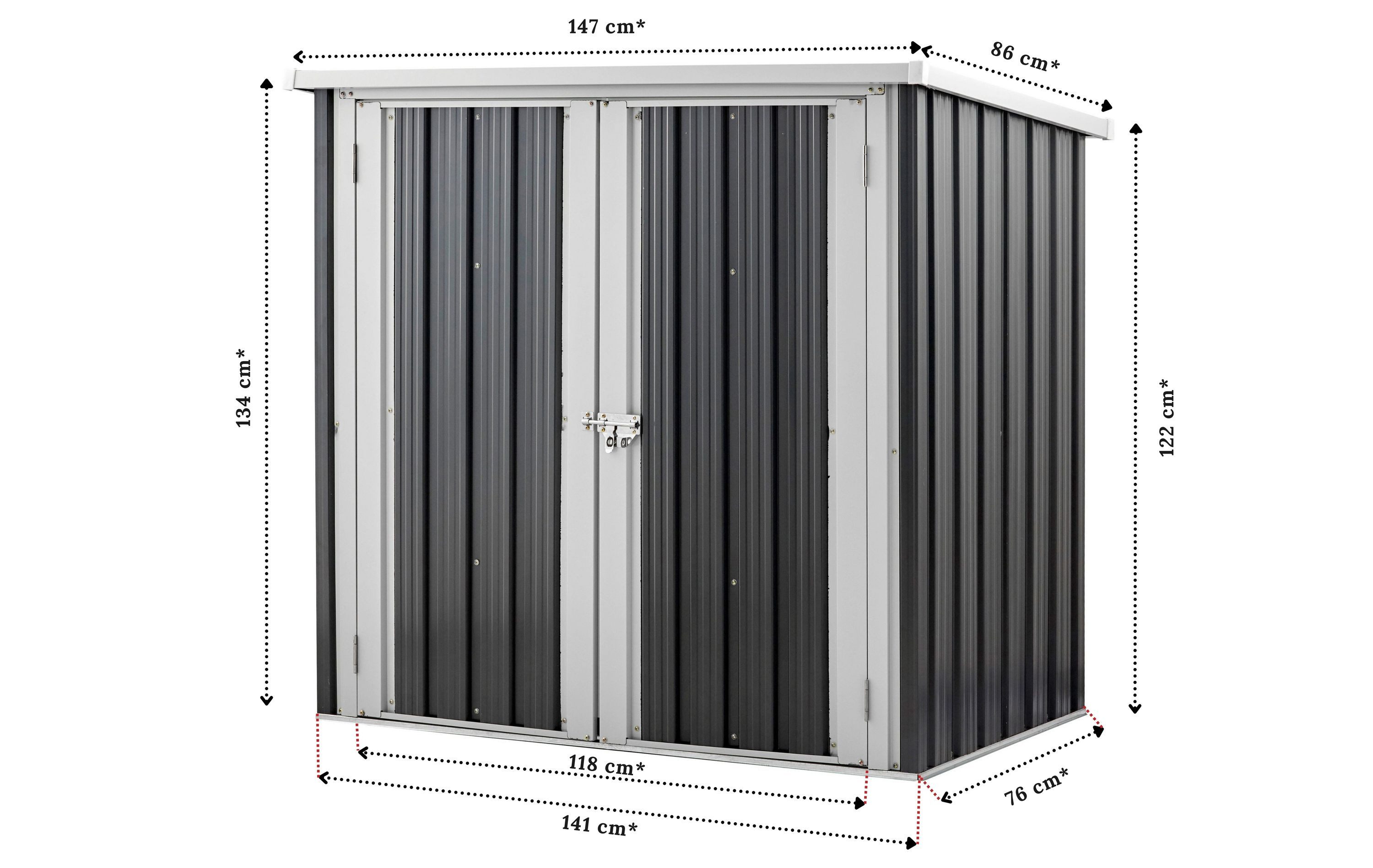 Aileenstore Gerätehaus Safe, BxT: 86x141 cm, (Inklusive Scharnier zum Verschließen der Flügeltüren)