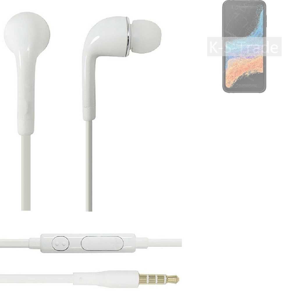 K-S-Trade für Samsung Galaxy XCover6 Pro In-Ear-Kopfhörer (Kopfhörer Headset mit Mikrofon u Lautstärkeregler weiß 3,5mm) | In-Ear-Kopfhörer