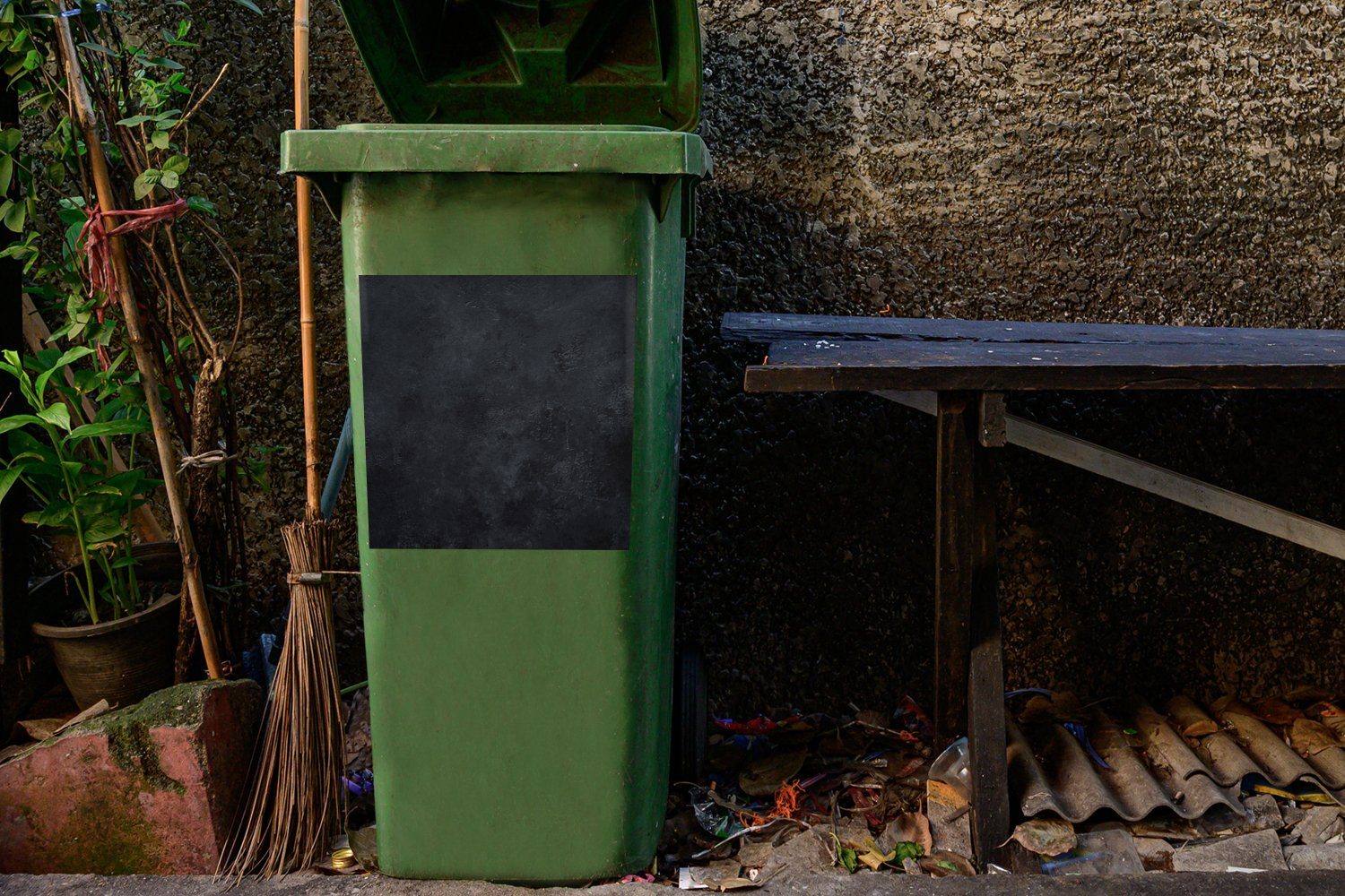 MuchoWow Wandsticker Beton - (1 - St), Mülltonne, Mülleimer-aufkleber, Design Container, Sticker, Retro Abfalbehälter