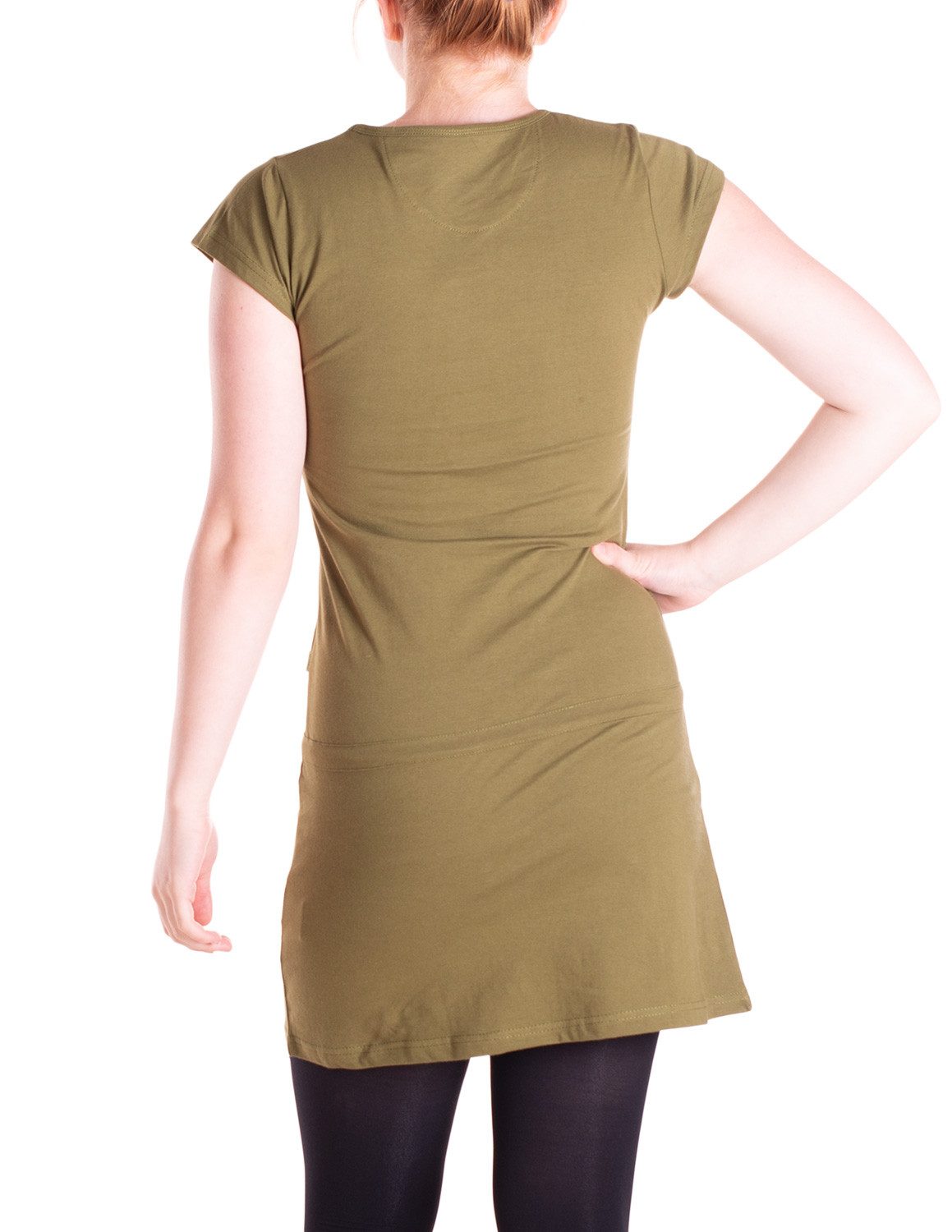Vishes Sommerkleid Damen Kleid Kurzarm Jersey Minikleid Schnürung Taille Alternative Mode, Boho, Hippie, Ethno, Festival