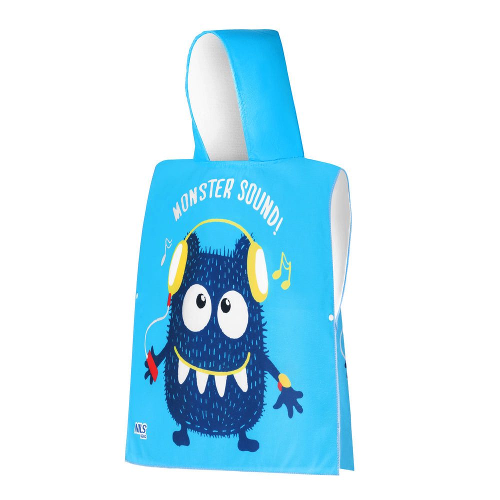 NILS AQUA Kapuzenhandtuch Kinderhandtuch Poncho Monster, Mikrofaser (Spar-Set, 1-St), Nimmt Wasser auf und sorgt für schnelles Abtrocknen