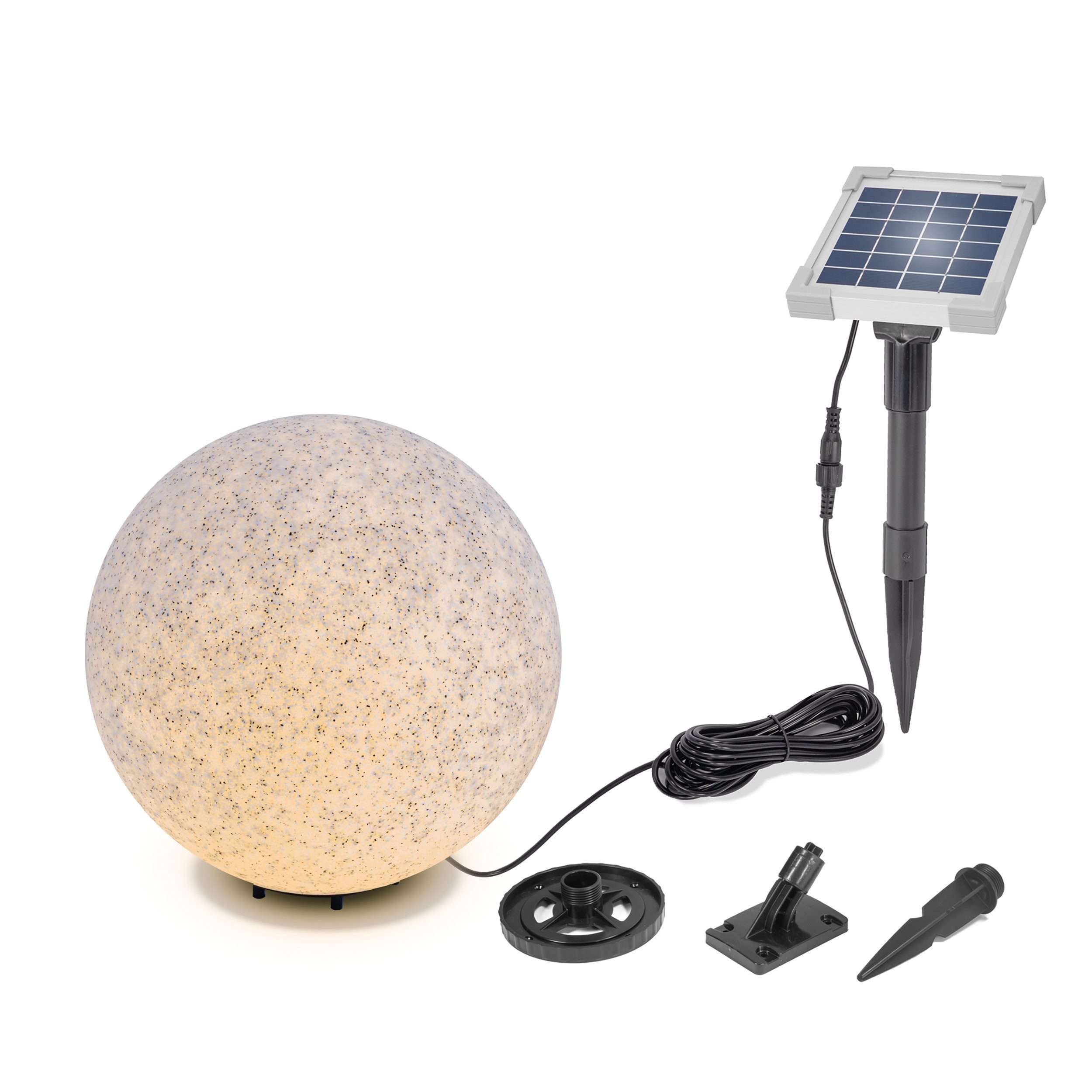 esotec LED Gartenleuchte Solar Stein-Leuchtkugel mit ext. Solarmodul Ø30cm multicolor 106117, LED fest integriert