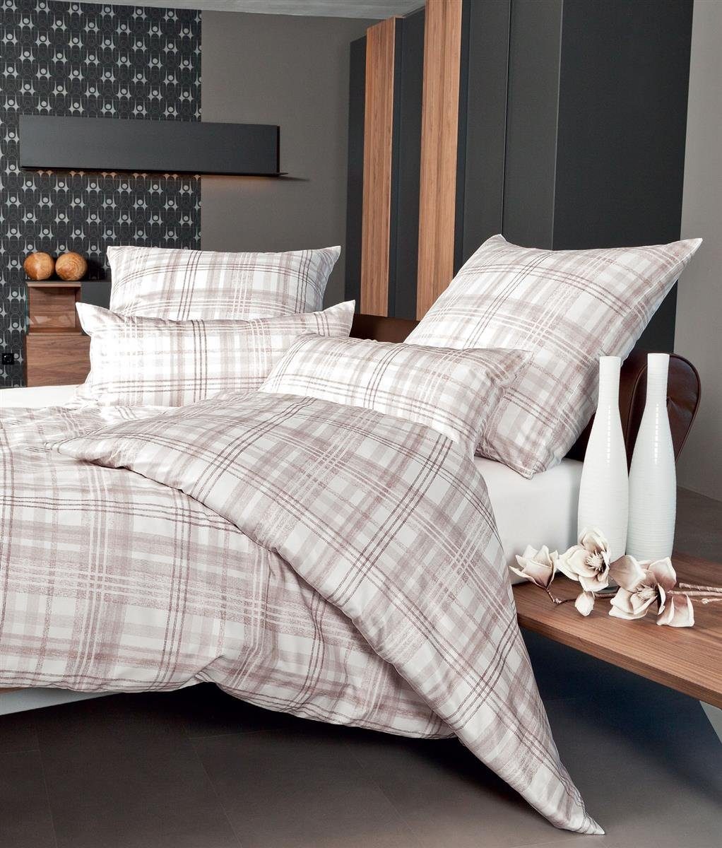 Janine Bettwäsche Janine Messina Mako-Satin Bettwäsche 135x200 Karo beige n günstig online kaufen