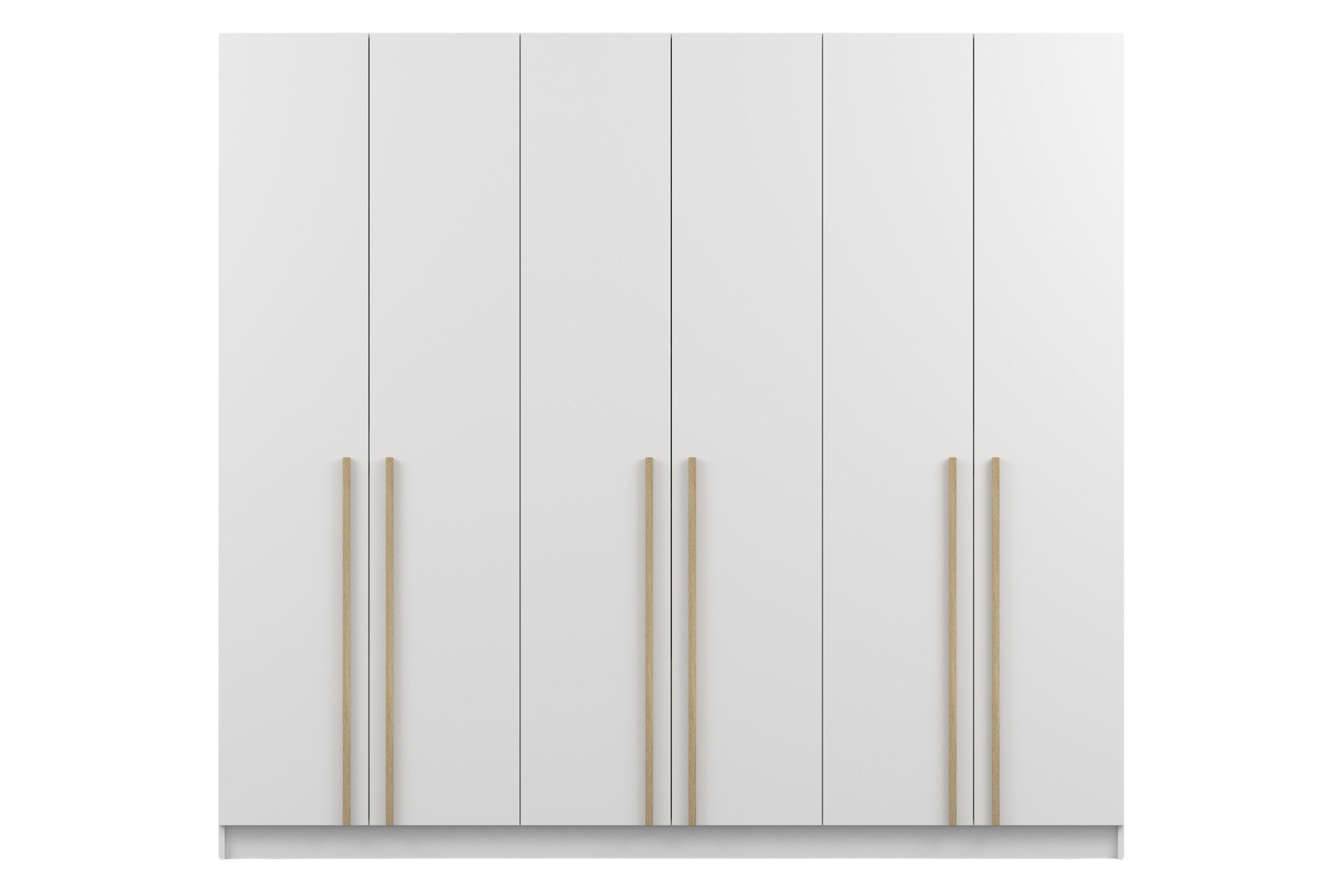 Deine Möbel 24 Kleiderschrank SAVI 6D 230 cm breit, 6-türig (1 St., SAVI-Kollektion) 6 Einlegeböden, 4 Kleiderstangen, Holzgriffe, Weiß