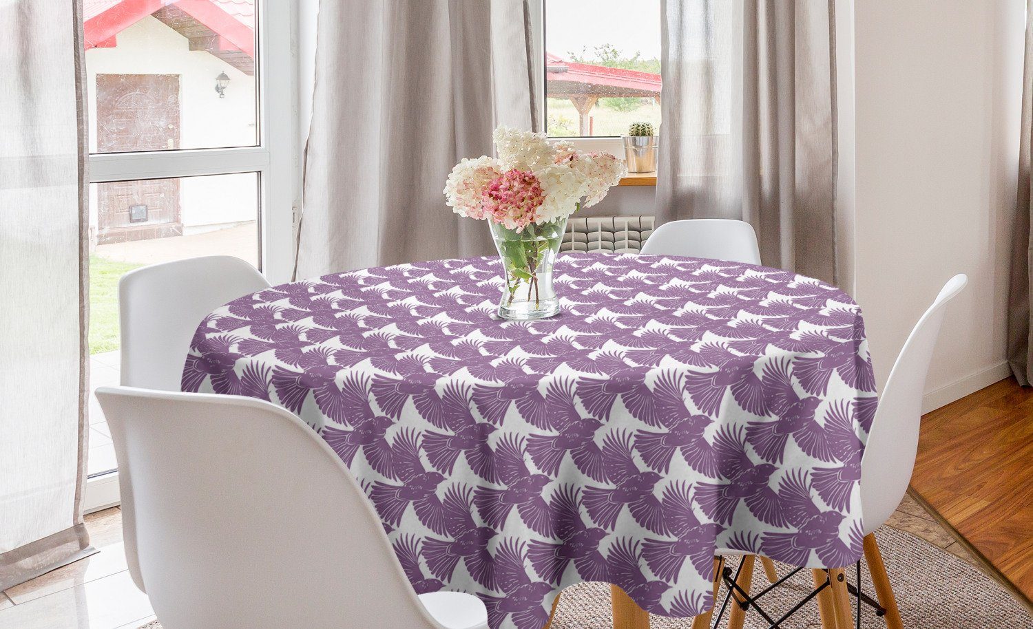 Abakuhaus Tischdecke Kreis Tischdecke Abdeckung für Esszimmer Küche Dekoration, Jahrgang Fliegende Krähe Vogel | Tischdecken