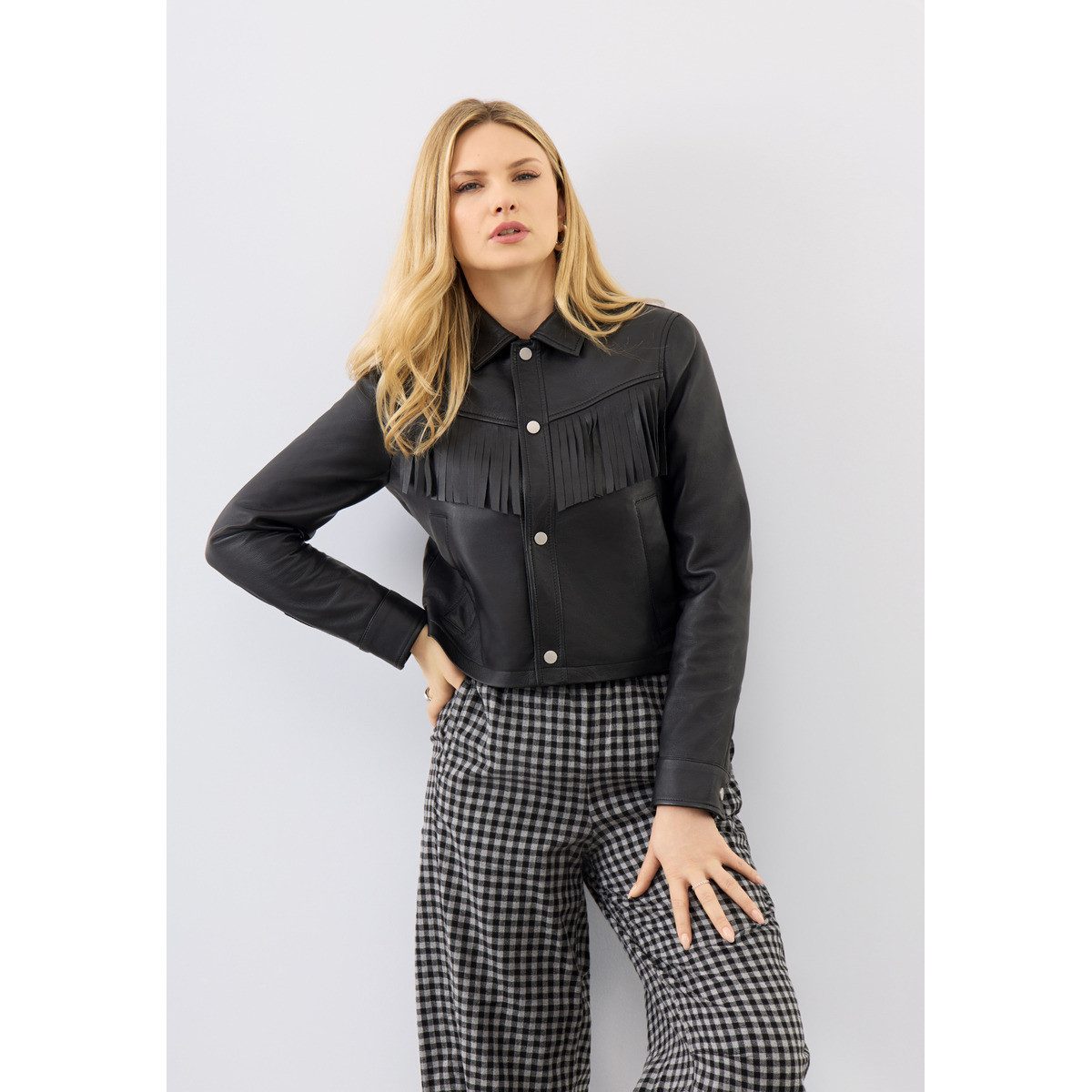 Bolongaro Trevor Lederjacke Ginny Fringe Damen Bomberjacke, Freizeitjacke, Blazer, Pufferjacke, Übergangsjacke