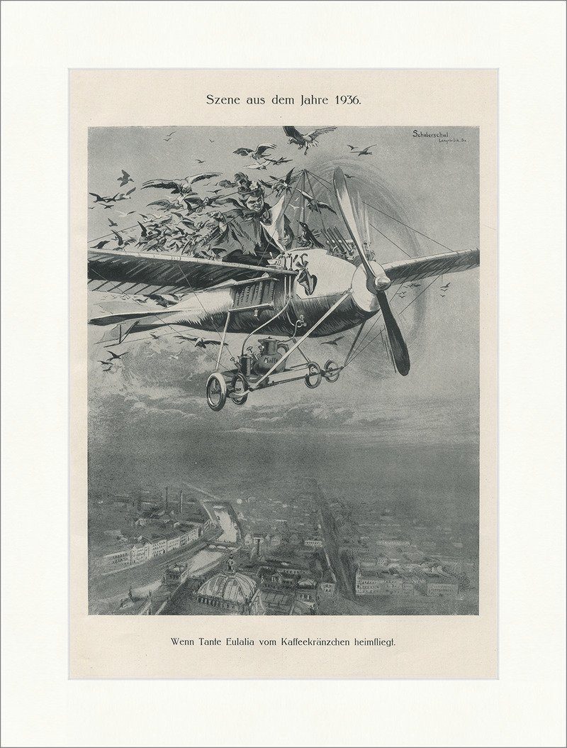 Kunstdruck Heimflug vom Kaffeekränzchen Motor 1913 Schaberschul Propeller F_Vinta