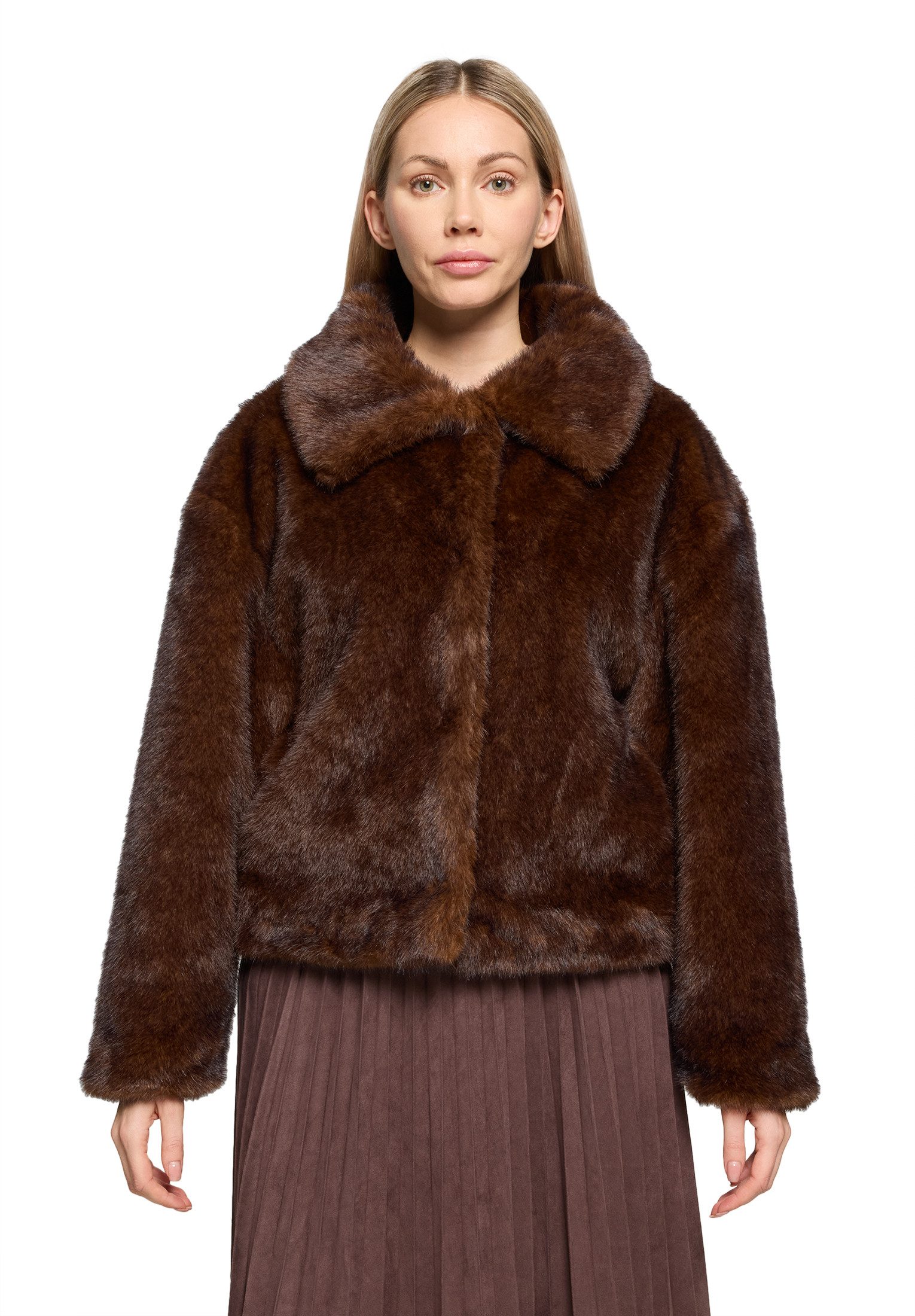 Cartoon Fellimitatjacke Damen mit Eingrifftaschen günstig online kaufen