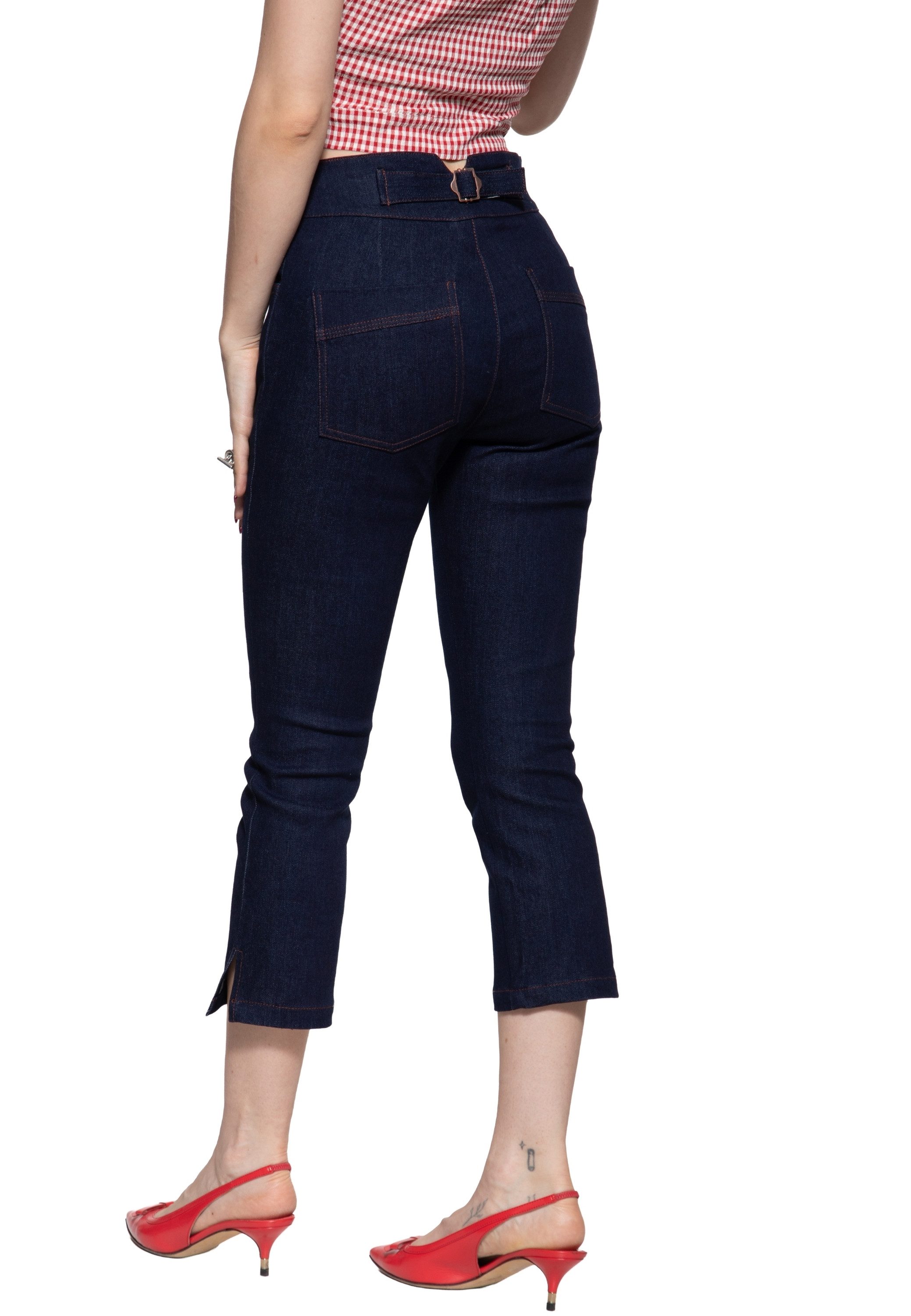 QueenKerosin Caprijeans Joan mit Cinch-Back