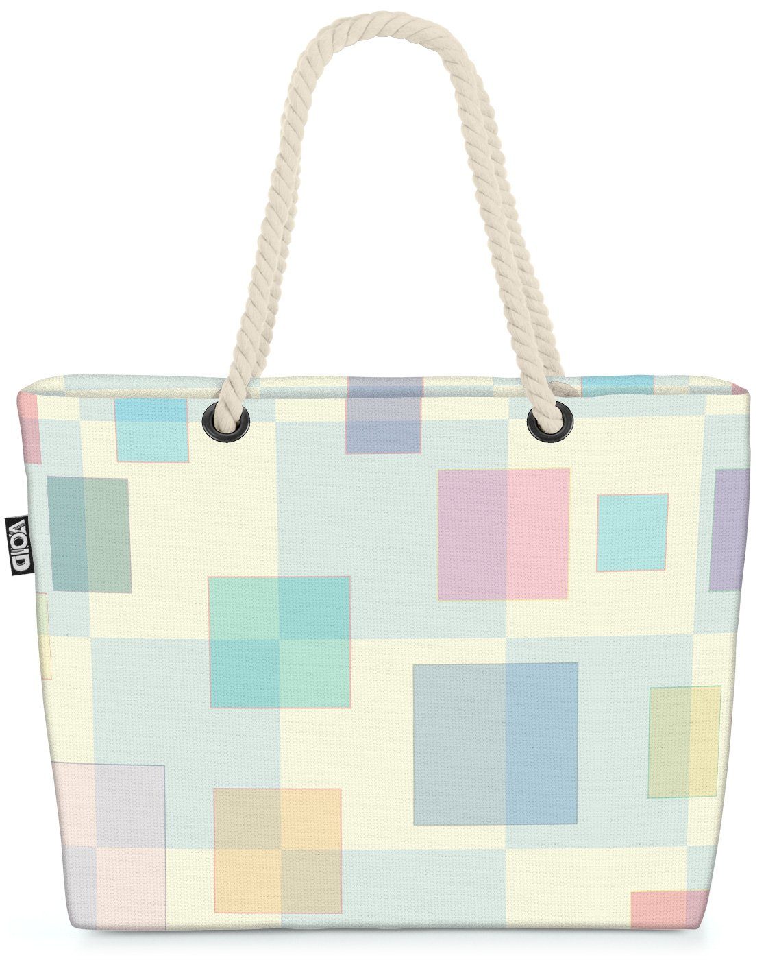VOID Strandtasche (1-tlg), Quadrate Pastellfarben Beach Bag Bunt Farben Tapete Gemalt Fläche Geometrisch