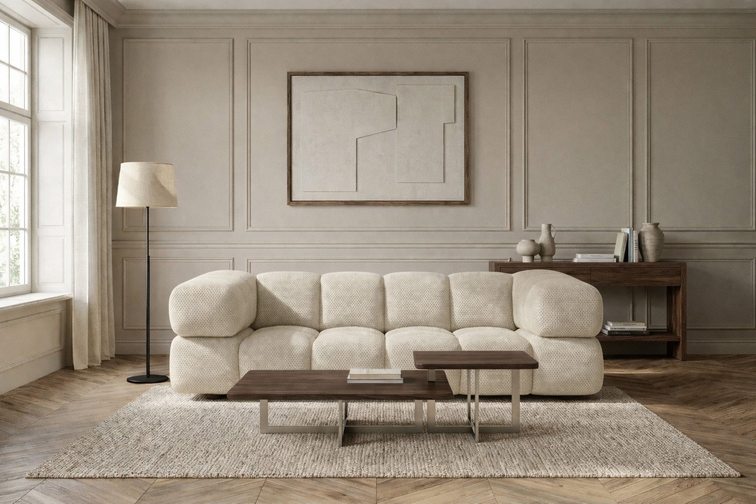 Kaiser Möbel Sofa 3-Sitzer für Wohnzimmer, Stoff Sonic 3D, AVERRO, Bubble-Design, Designer Sofa, Premiumstoff Sonic 3D, Abgerundete Form