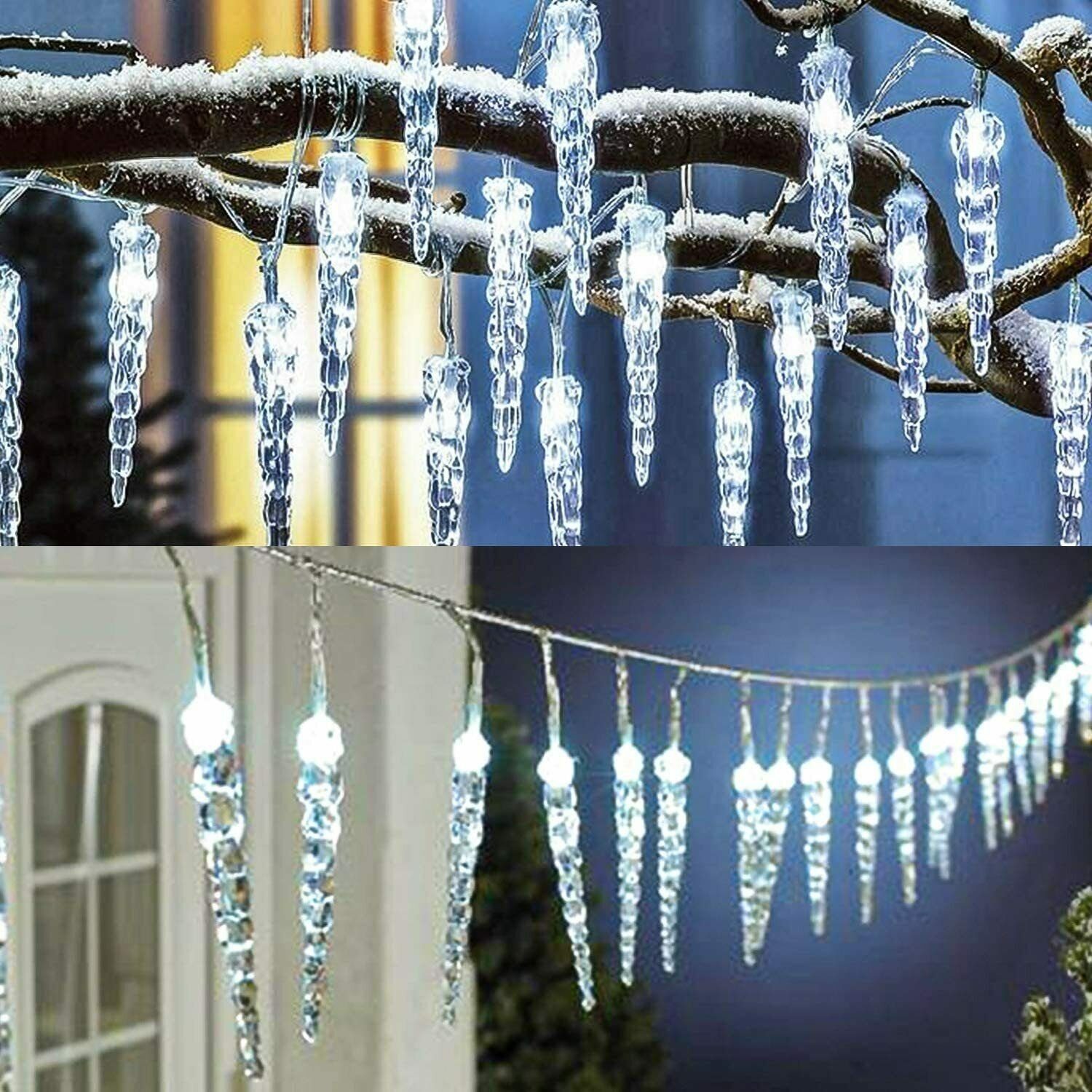 Salcar LED-Lichterkette Eiszapfen Lichterkette Außen Weihnachtsdeko LED Lichtervorhang, 5M 40LED, Kaltweiß Winter-Gartenbeleuchtung, 9 Modi, Memory-Funktion – Bild 4 von 5