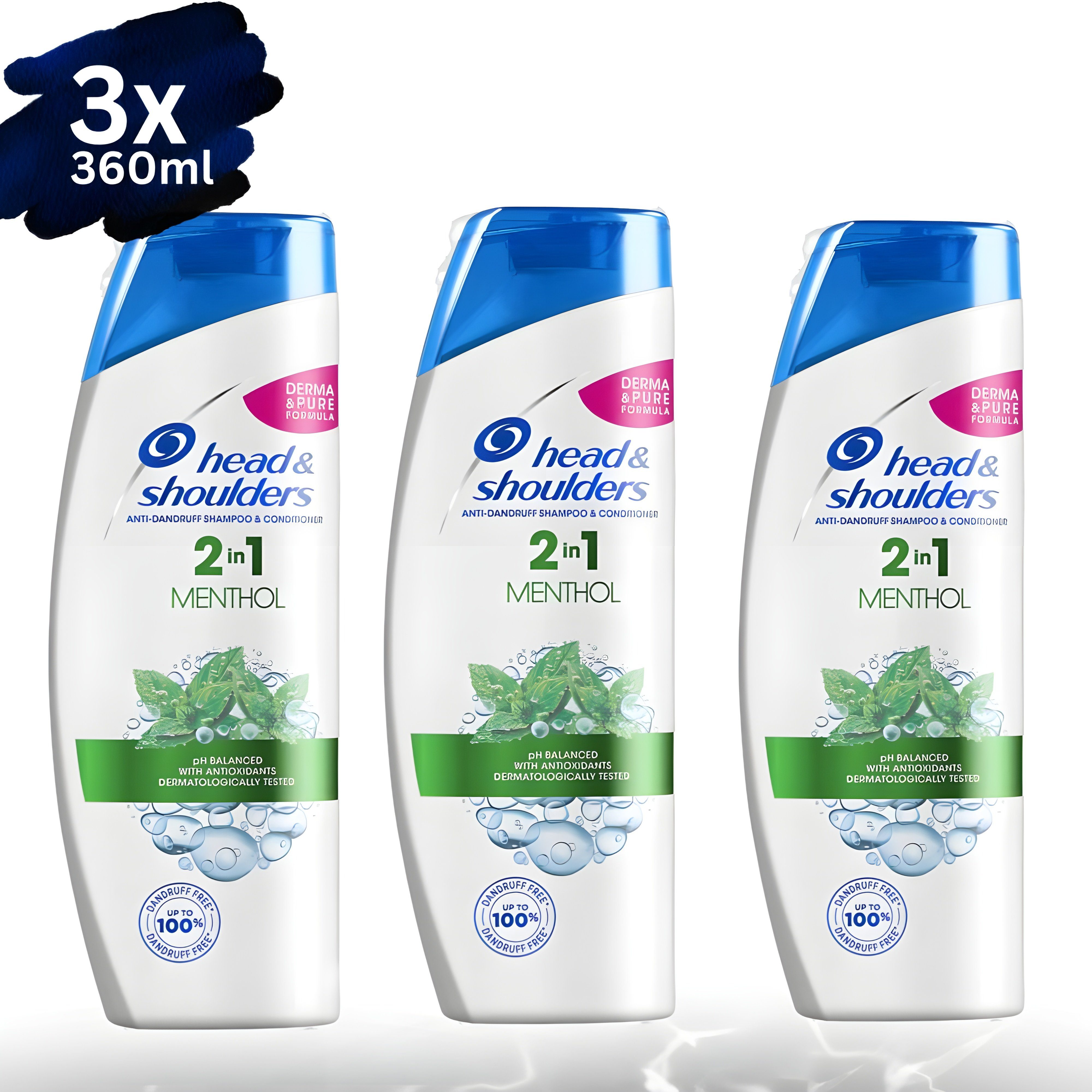 Head and Shoulders Haarshampoo 2in1 Anti Schuppen, 1er 3er 6er - Pack, 360 ml, Citrus, Classic, Menthol, Volume