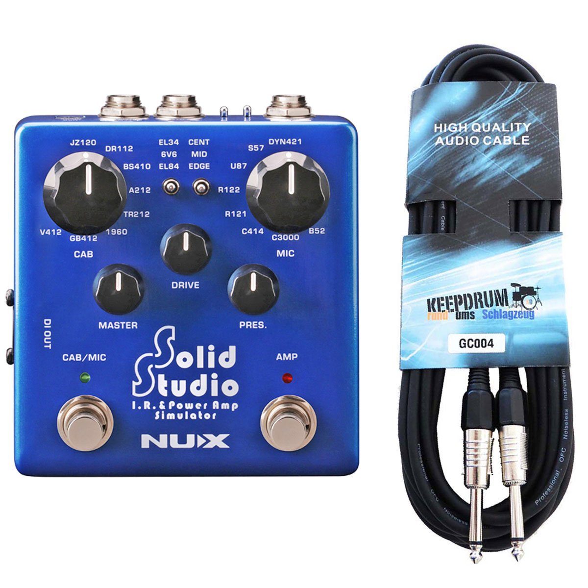 Nux E-Gitarre NUX NSS-5 Solid Studio Ampsimulator mit Klinkenkabel