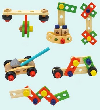 XDeer Kinder-Werkzeug-Set Holzspielzeug Kinder Werkzeugkoffer Lernspielzeug ab 3 Jahre, Lernspielzeug ab 3 Jahre Junge Mädchen Werkzeug Koffer Set Spiele