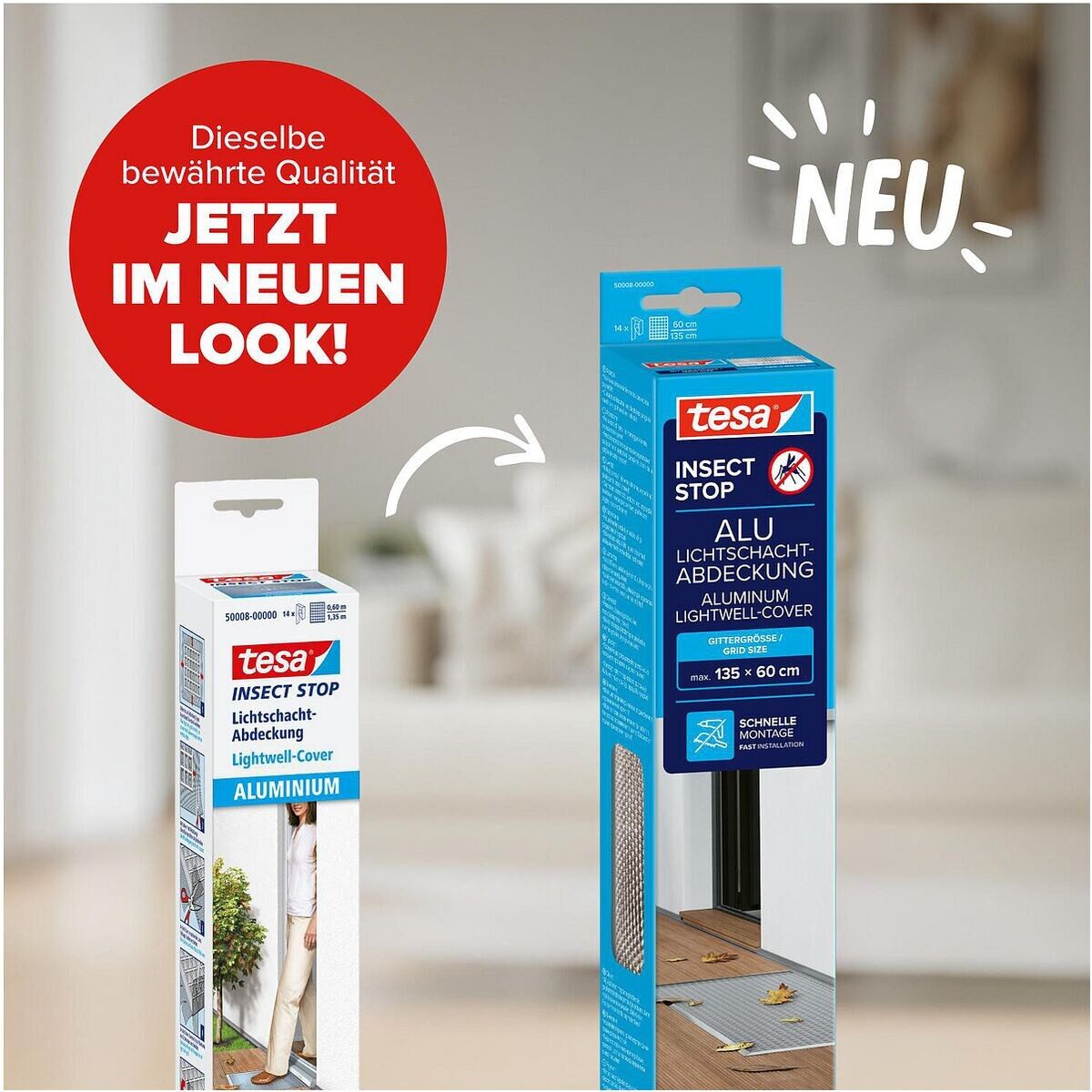tesa Lichtschachtabdeckung Insect Stop 50008, Aluminium