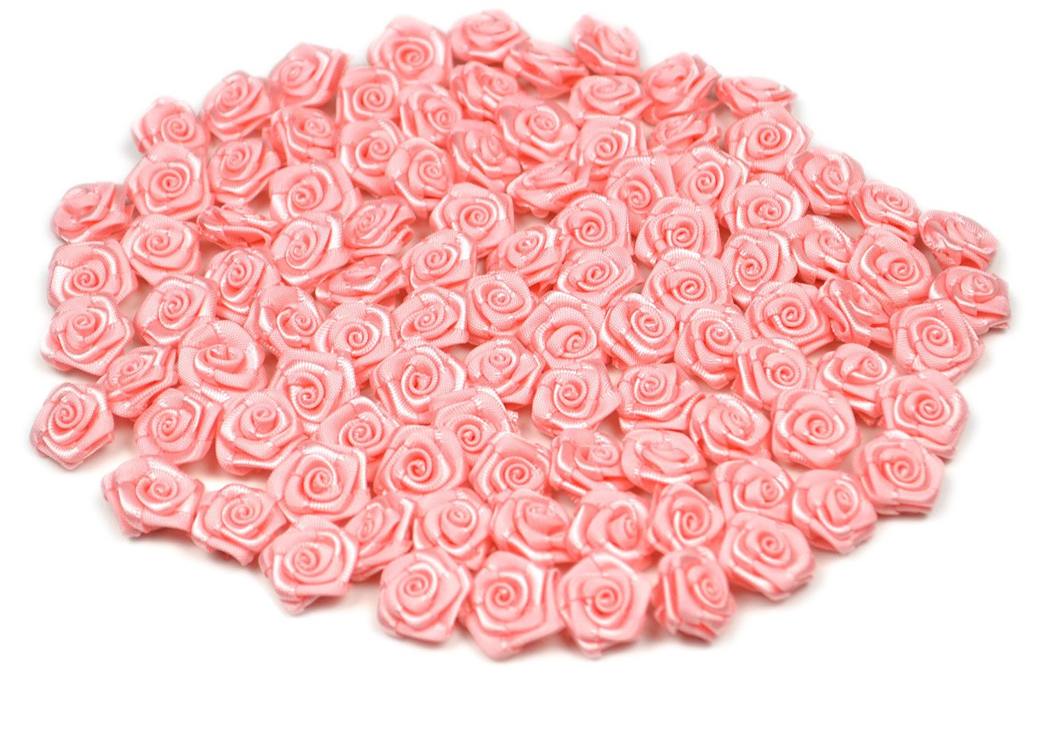 Creativery Streudeko, Satinrosen 15mm zum Basteln & Aufnähen 100 Stück