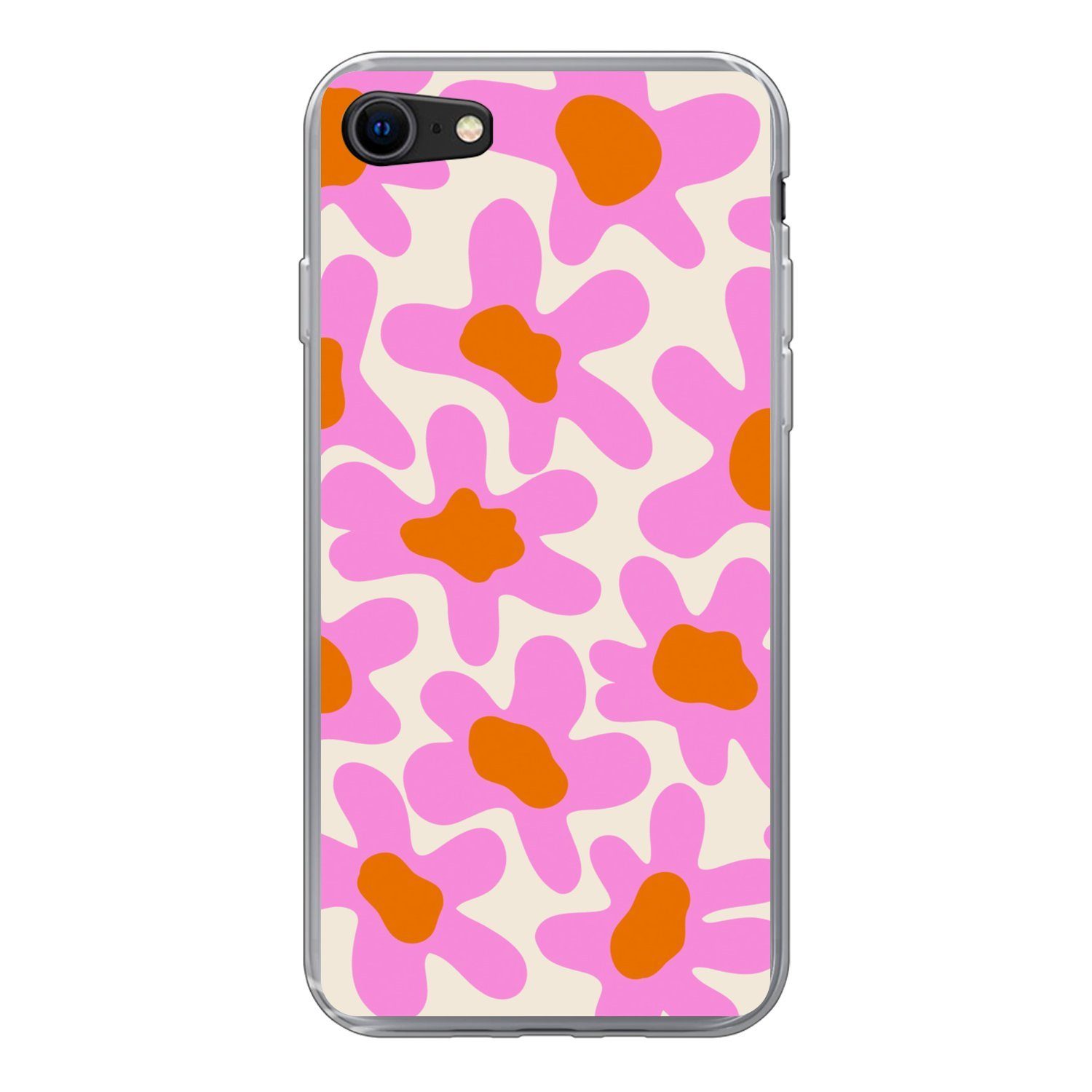 MuchoWow Handyhülle für Apple iPhone 7 Blume - Rosa - Muster, Smartphone-Bumper, Print, Handy Schutzhülle Dünn