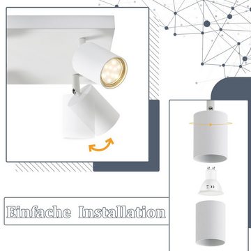 ZMH LED Deckenstrahler 4 Flammig Deckenspot GU10 Deckenlampe Spots 330°Schwenkbar Flur, Modern hochwetige Material, ohne Leuchtmittel, Industrial Wandstrahler für Wohnzimmer Schlafzimmer, Weiß