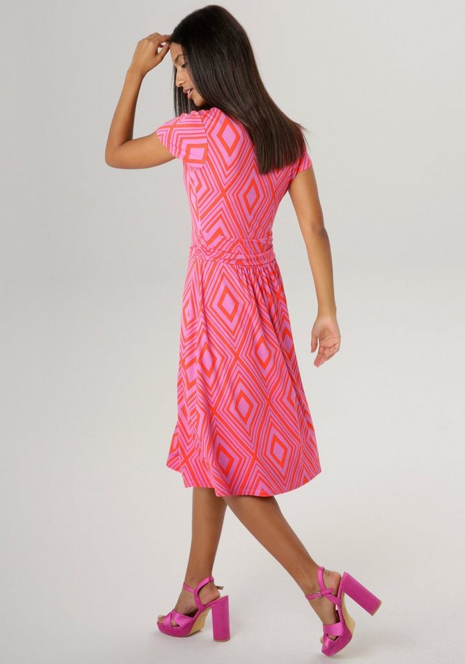 Aniston SELECTED Sommerkleid mit aufgedruckten Rauten in Knallfarbe - NEUE  KOLLEKTION