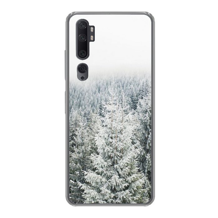 MuchoWow Handyhülle Wald - Schnee - Winter - Jahreszeiten - Tannenbaum Phone Case Handyhülle Xiaomi Mi Note 10 Silikon Schutzhülle