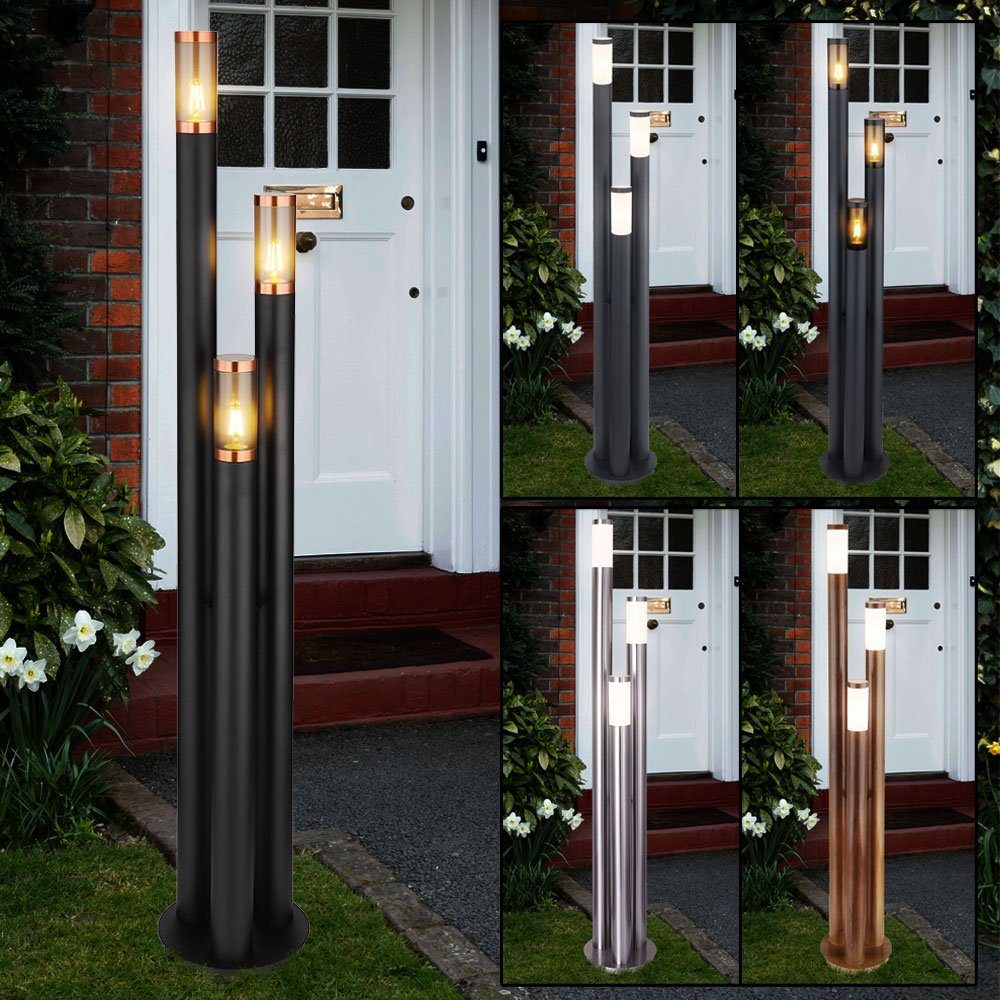 etc-shop LED Außen-Stehlampe, Leuchtmittel inklusive, Warmweiß, Gartenlampen Wegeleuchte Außenleuchte schwarz Silber Stehlampe braun außen