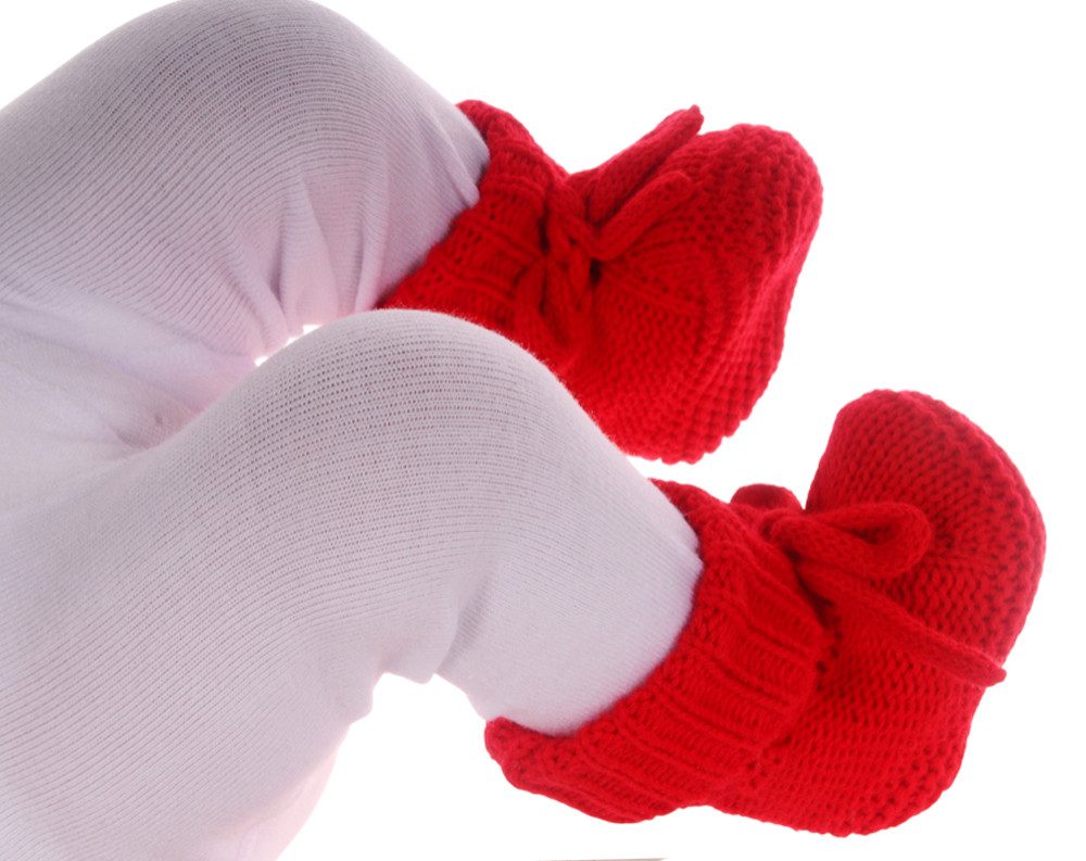 La Bortini Füßlinge Baby Strickschuhe in Rot 0-3Mon Weihnachtlich Socken booties