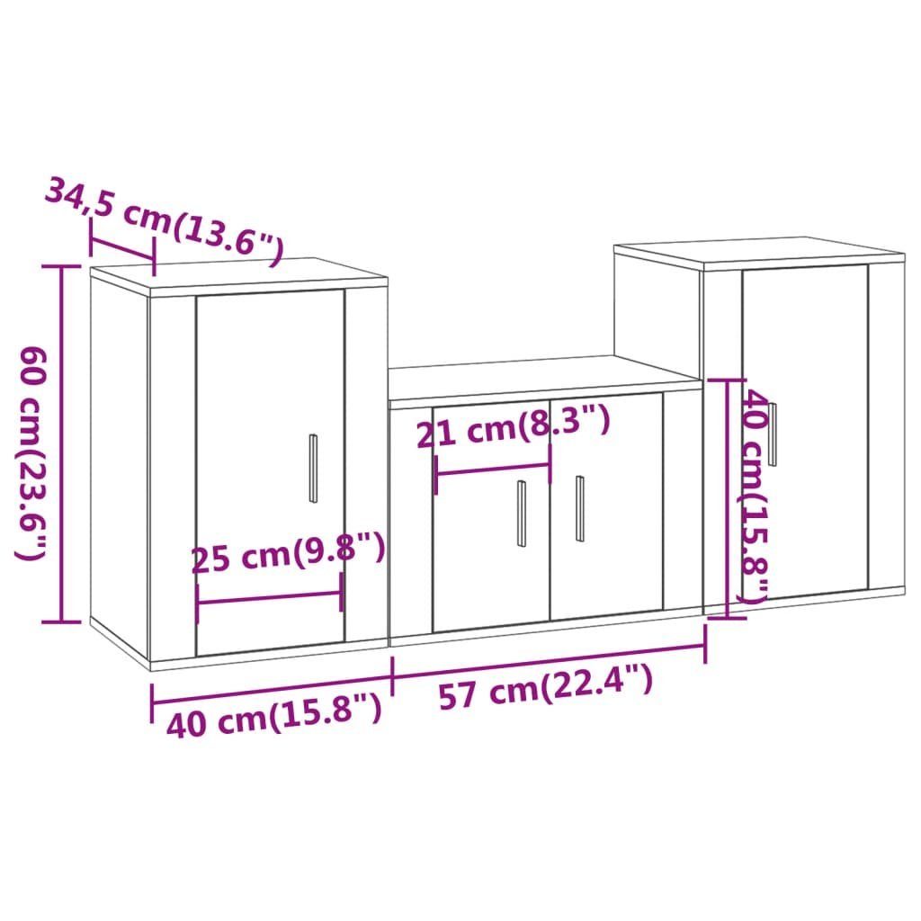 TV-Schrank TV-Schrank-Set Schwarz Holzwerkstoff (3-St) 3-tlg. vidaXL