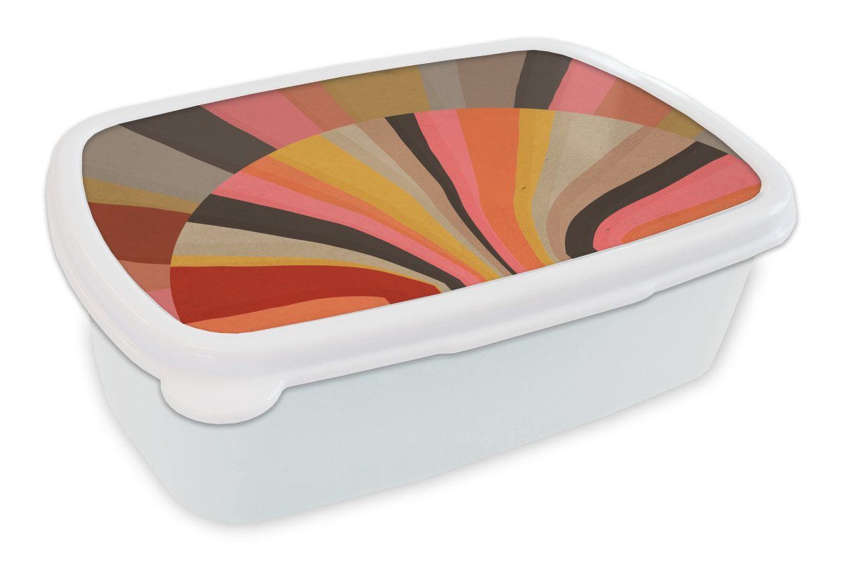 MuchoWow Lunchbox Abstrakt -Kunst -Formen, Kunststoff, (2-tlg), Brotbox für Kinder und Erwachsene, Brotdose, für Jungs und Mädchen weiß