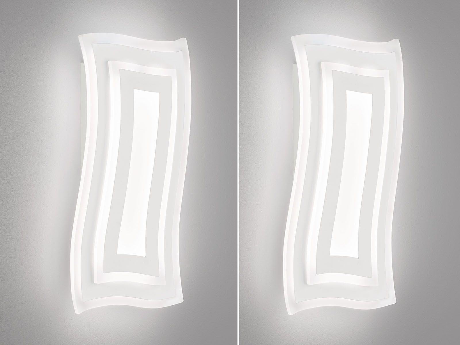 FISCHER & HONSEL LED Wandleuchte, dimmbar, LED fest integriert, Lichtfarbe Warmweiß-Tageslichtweiß einstellbar, 2er SET Tageslichtlampen flach für indirekte Wandbeleuchtung innen