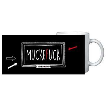 United Labels® Tasse Tacheles Tasse - Muckefuck Kaffeetasse Becher Kaffeebecher aus Keramik Schwarz 320 ml, Keramik