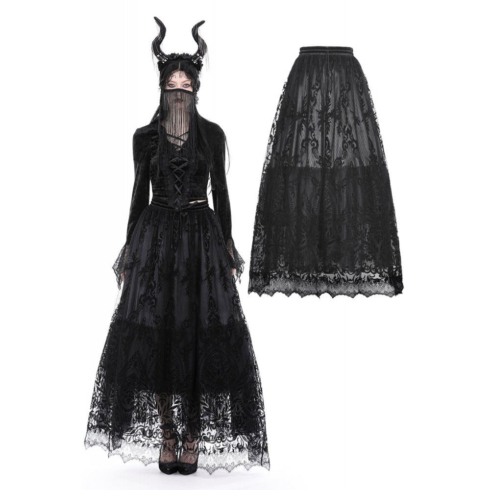 Dark in Love Stufenrock Barocker Rock Dark in Love aus Spitze Eleganter Rock mit Spitzenbesatz